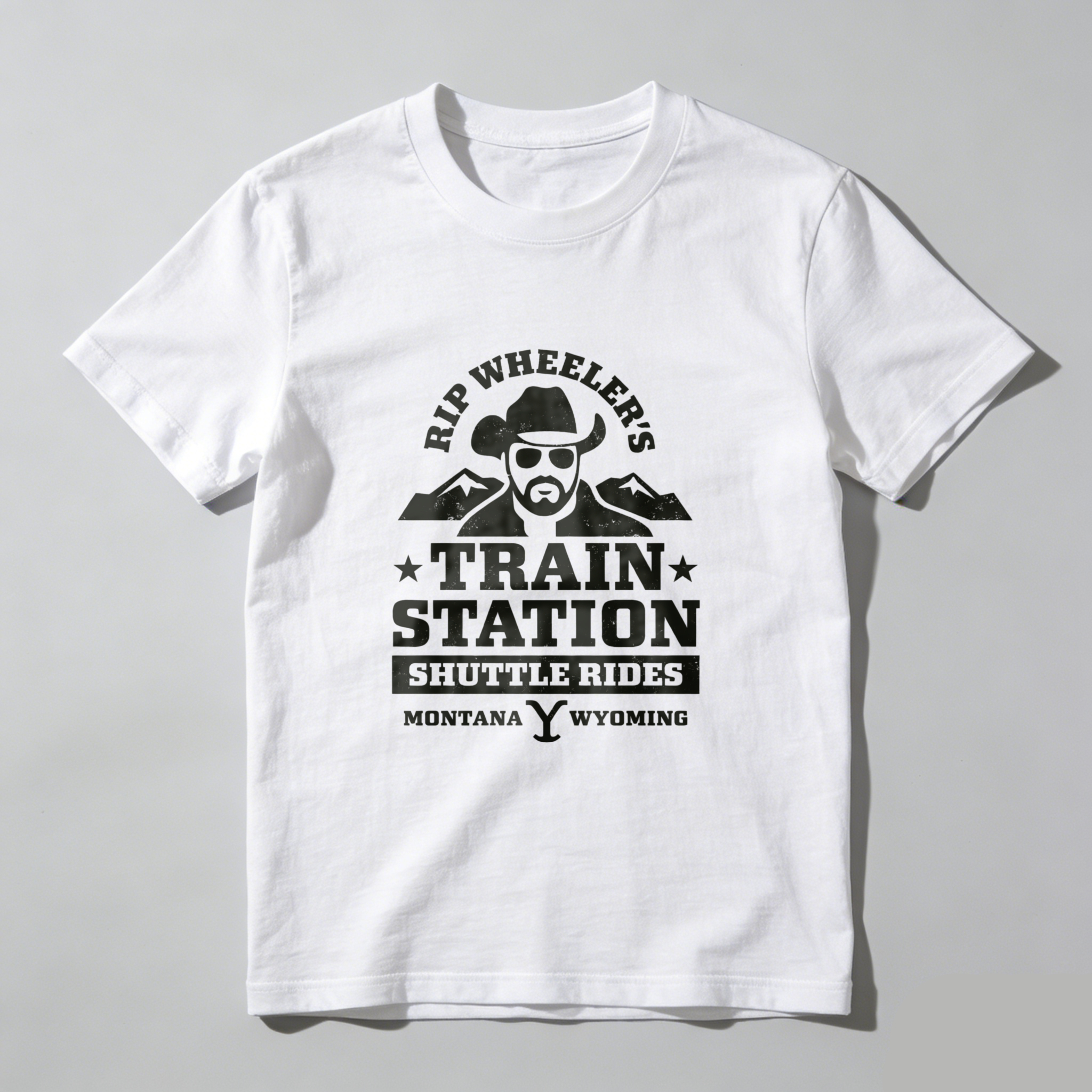 TEECURENT Rip Wheelers Train Station Shuttle Rides Montana Wyoming T Shirt