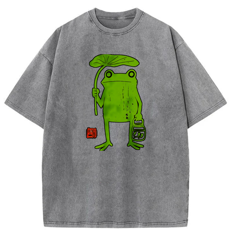 Frog Holding Umbrella And Lantern tshirt 100% cotton