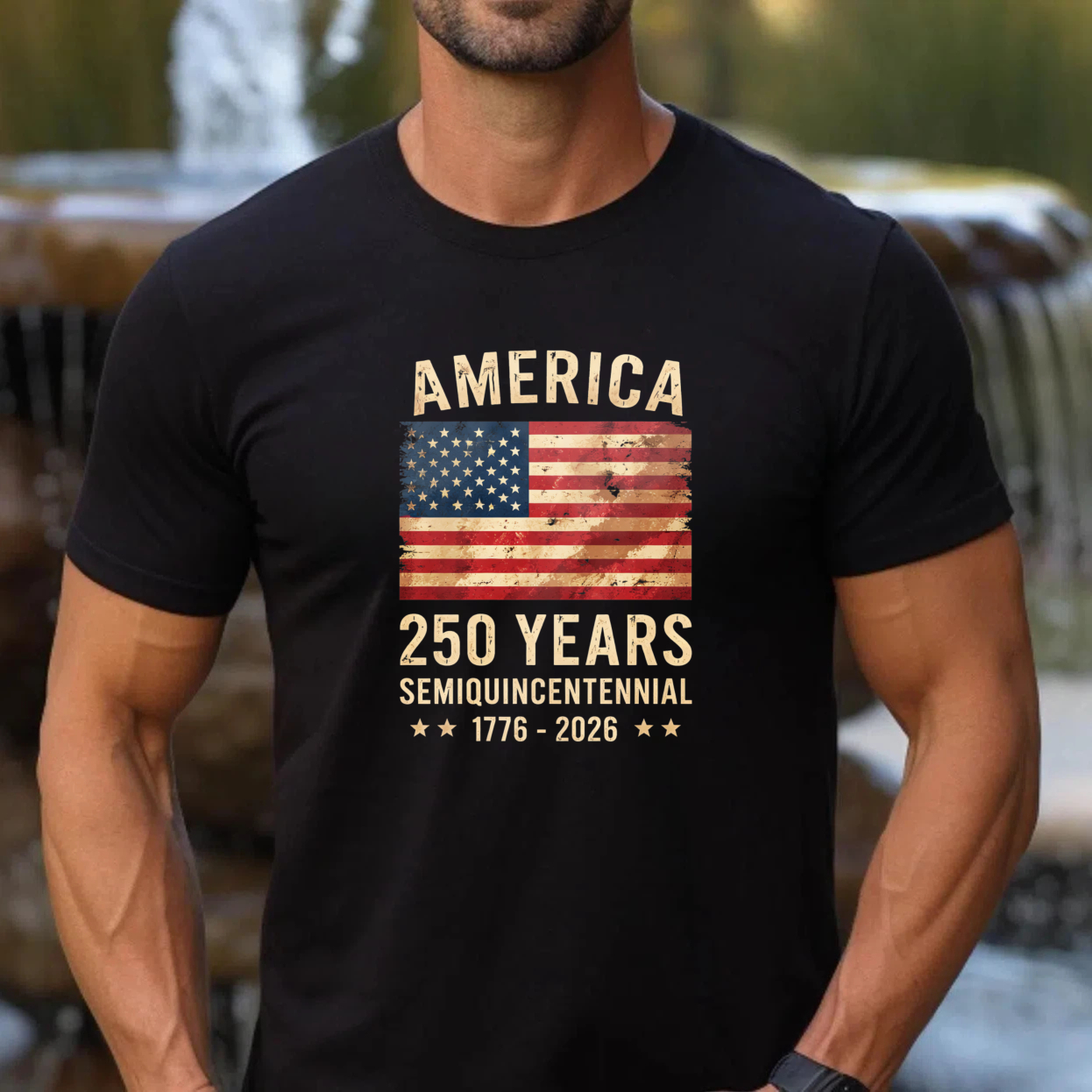 America 250 Years Semiquincentennial 1776 2026 Independence Day Patriotic Flag T-Shirt