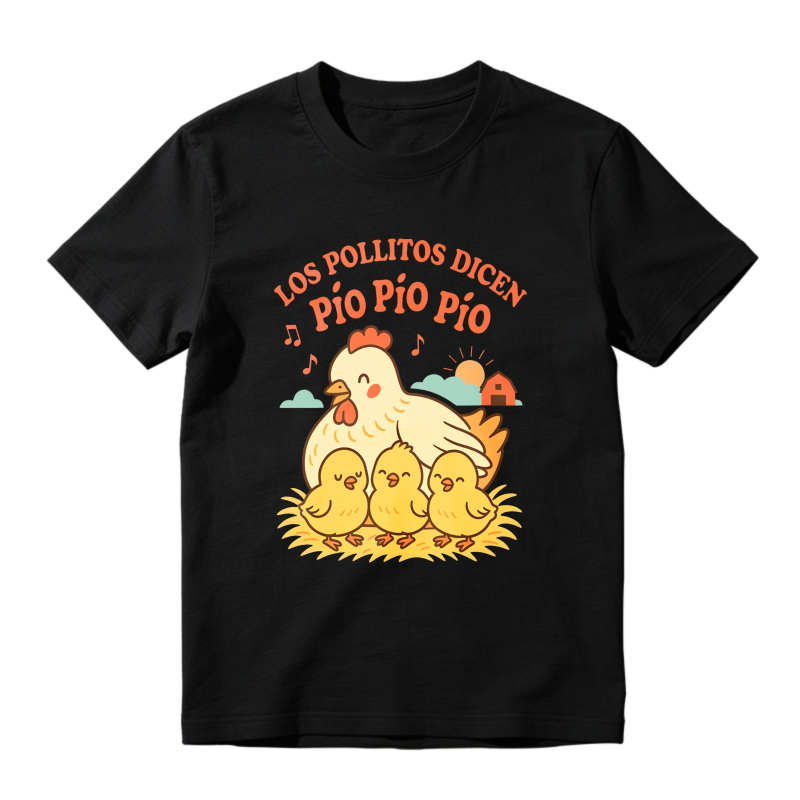 Chicken And Chicks With Los Pollitos Dicen Pio Pio Pio Text Unisex Classic T-shirt