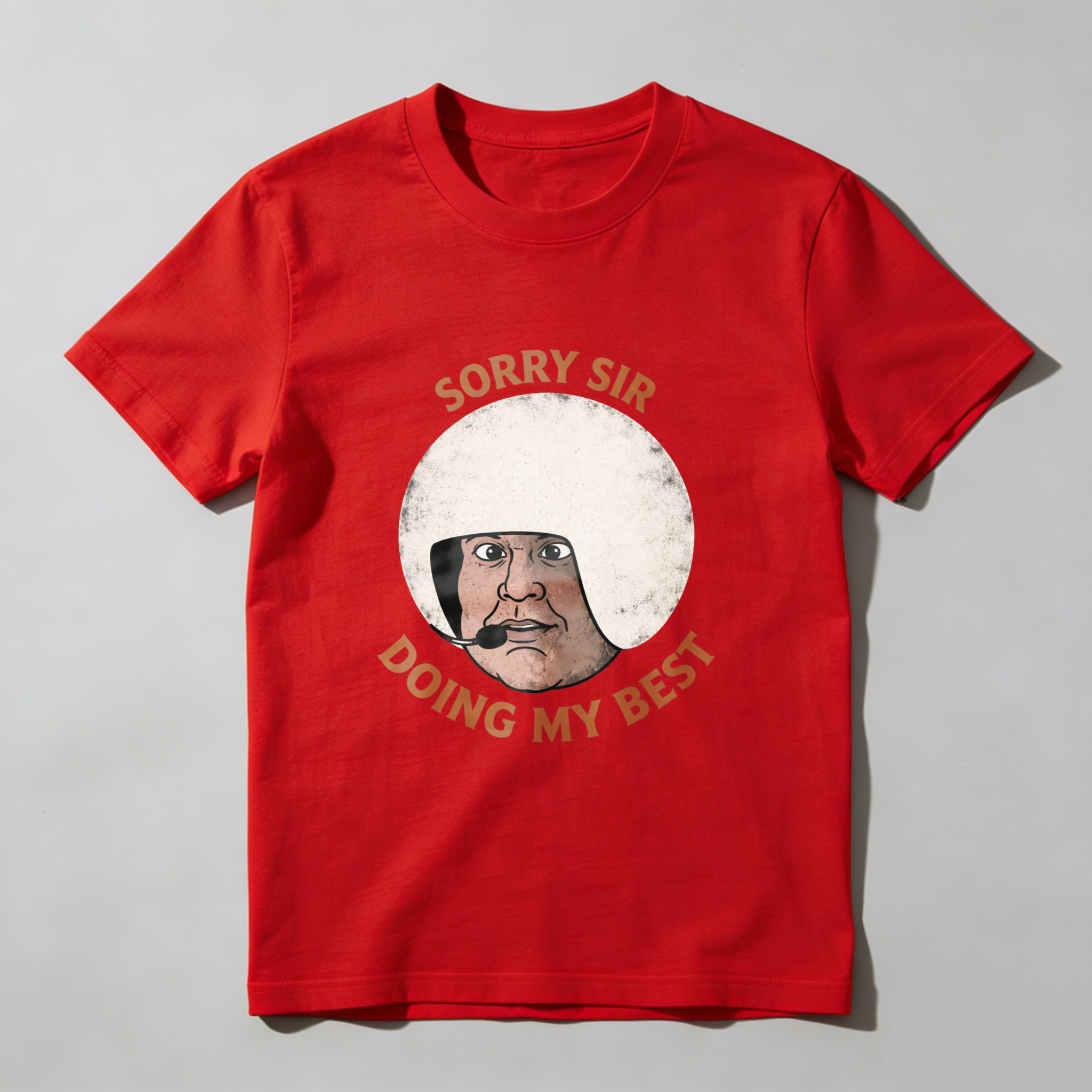TEECURENT Sorry Sir Doing My Best T-Shirt Funny Humor Shirt With Cartoon Face Design For Men And Women