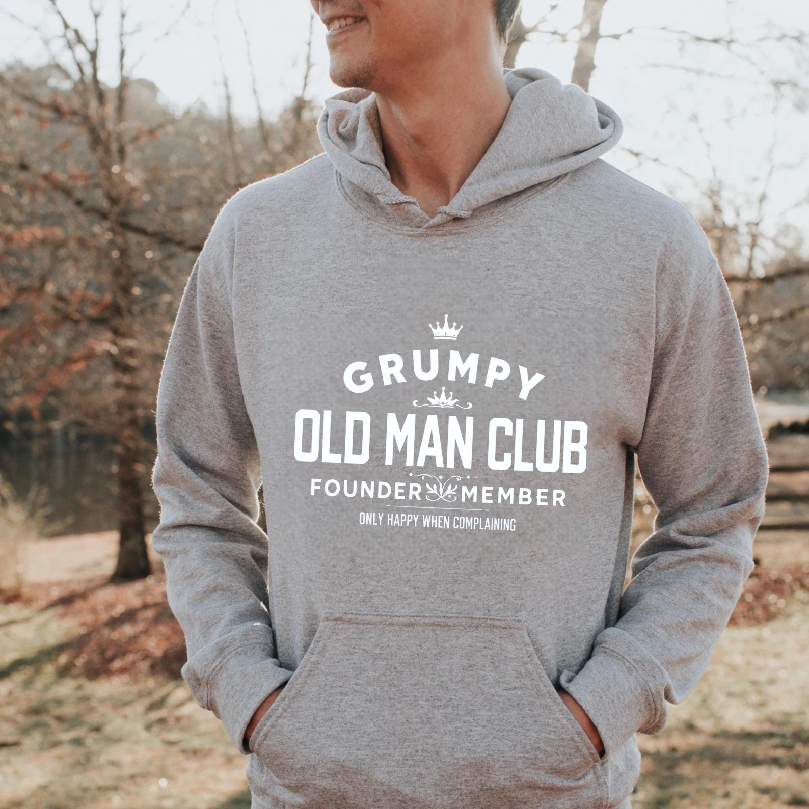 TEECURENT Gildan Grumpy Old Man Club Founder Member Hoodie Only Happy When Complaining Sweatshirt Black Unisex Pullover Casual Wear For Men And Women