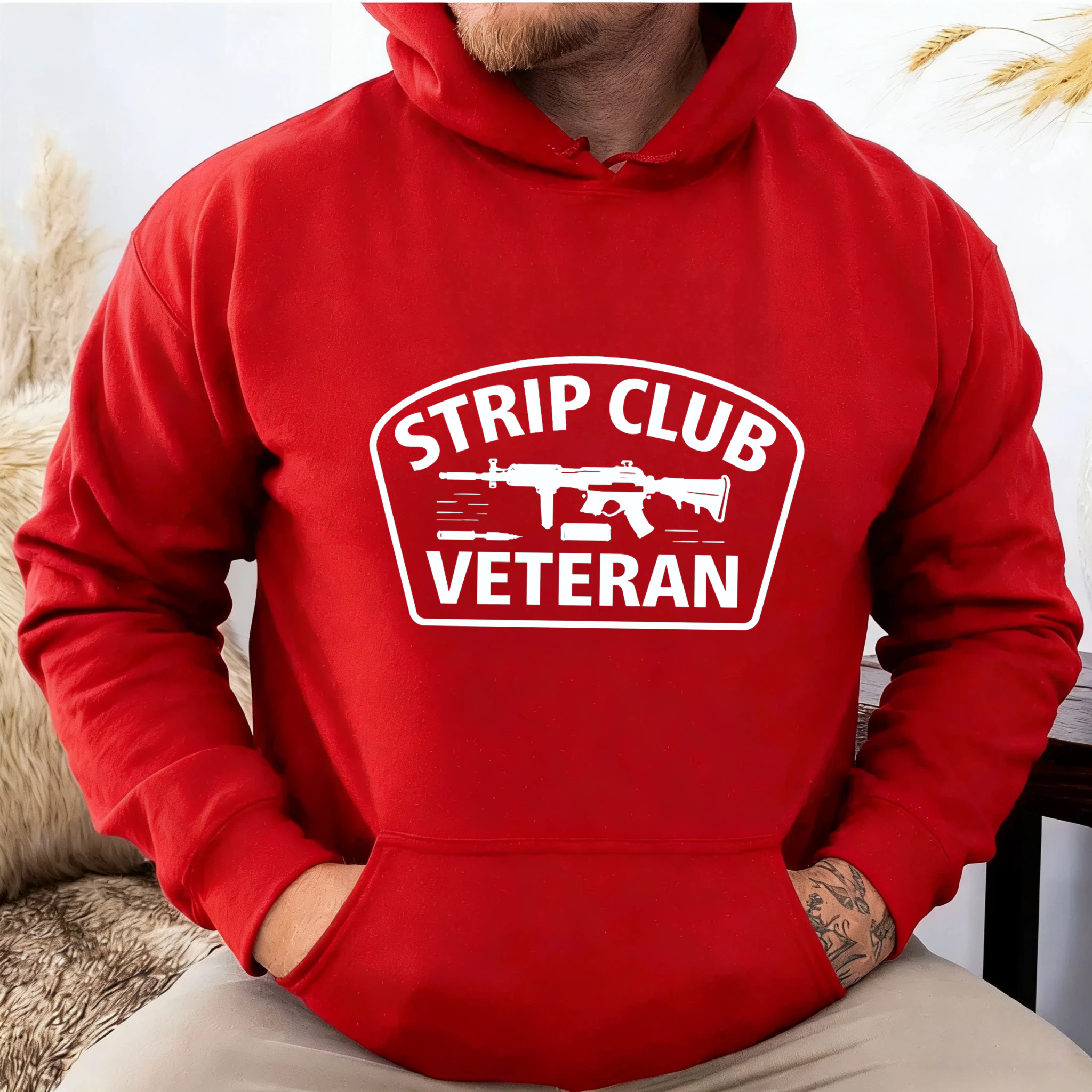 TEECURENT Gildan Strip Club Veteran Hoodie Sweatshirt Black Unisex Pullover With Graphic Design For Men And Women