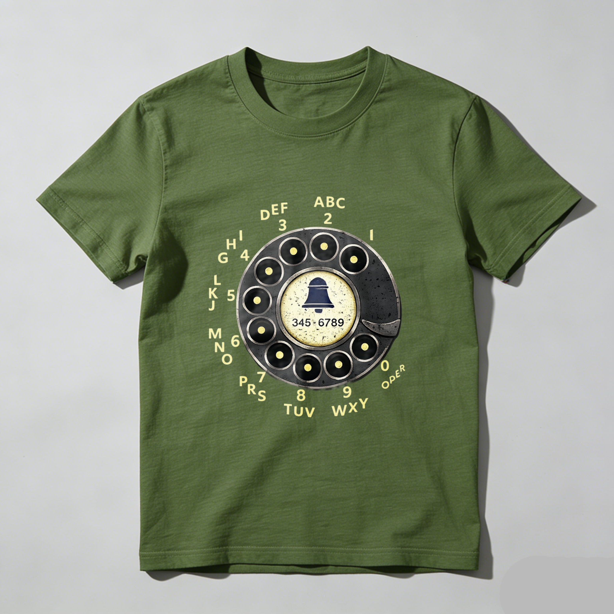 Vintage Rotary Phone Dial T-Shirt Made In Usa Classic Telephone Design Black Cotton Shirt For Men And Women Retro Communication Style Gift Idea