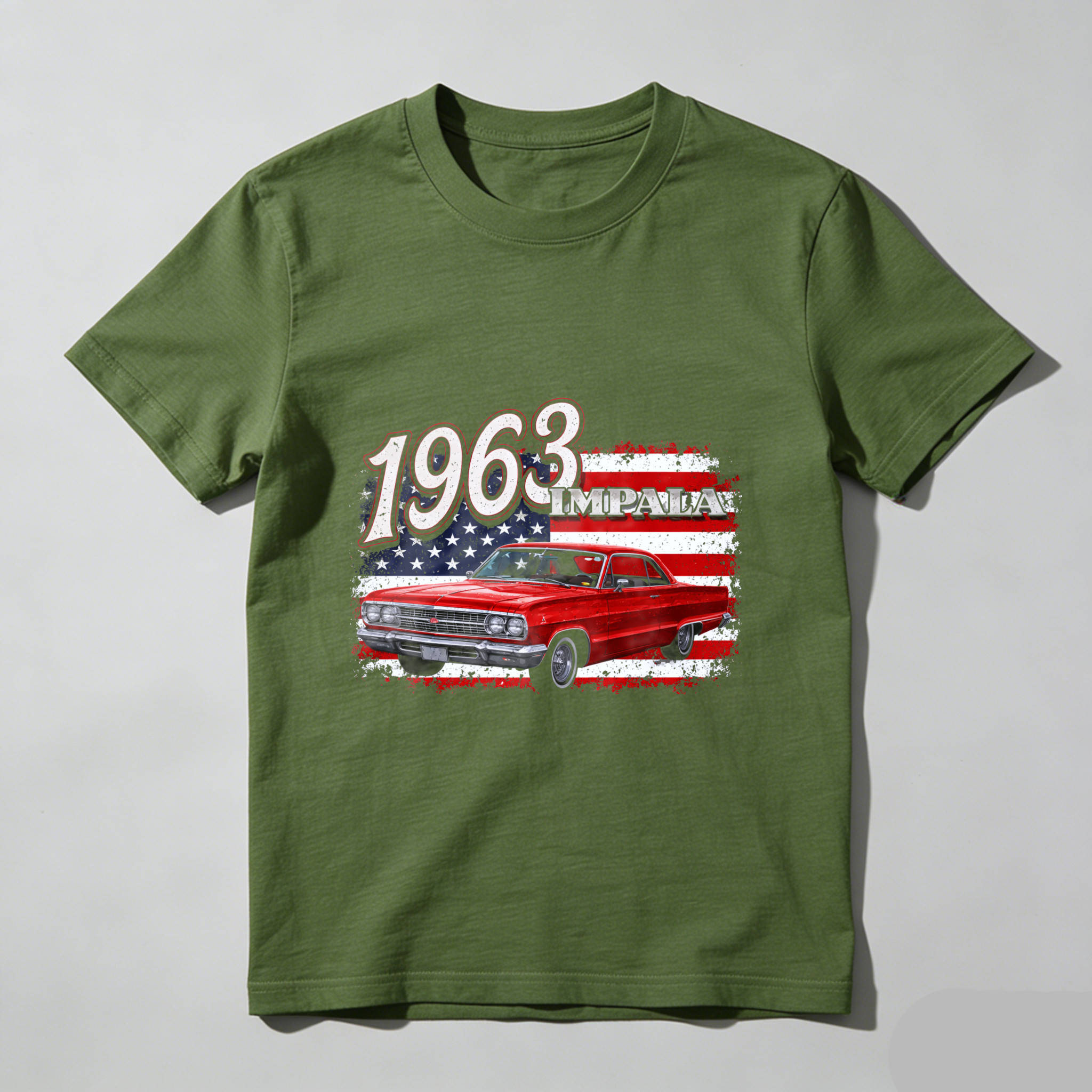 1963 Impala Classic Car American Flag Design T-Shirt