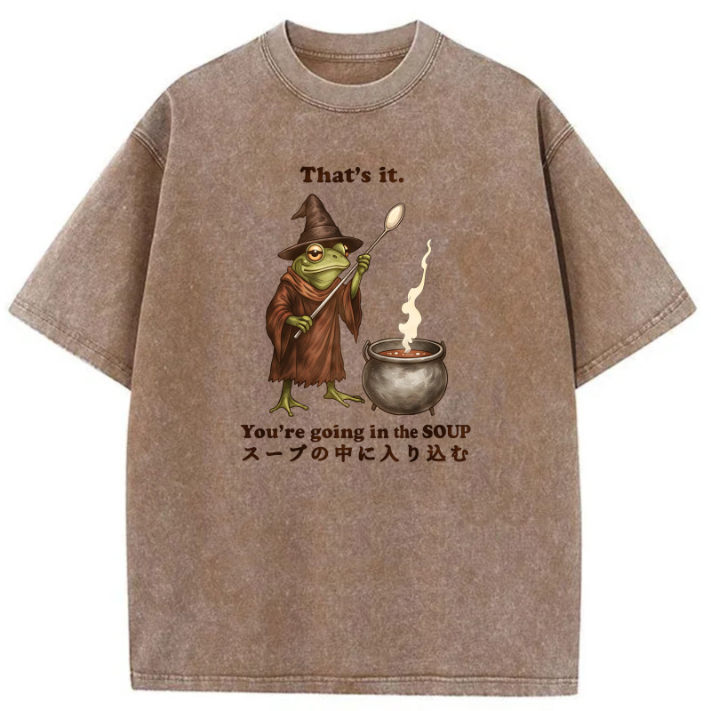 Frog Wizard Soup Cauldron Spoon Magic Spell Pot tshirt 100% cotton