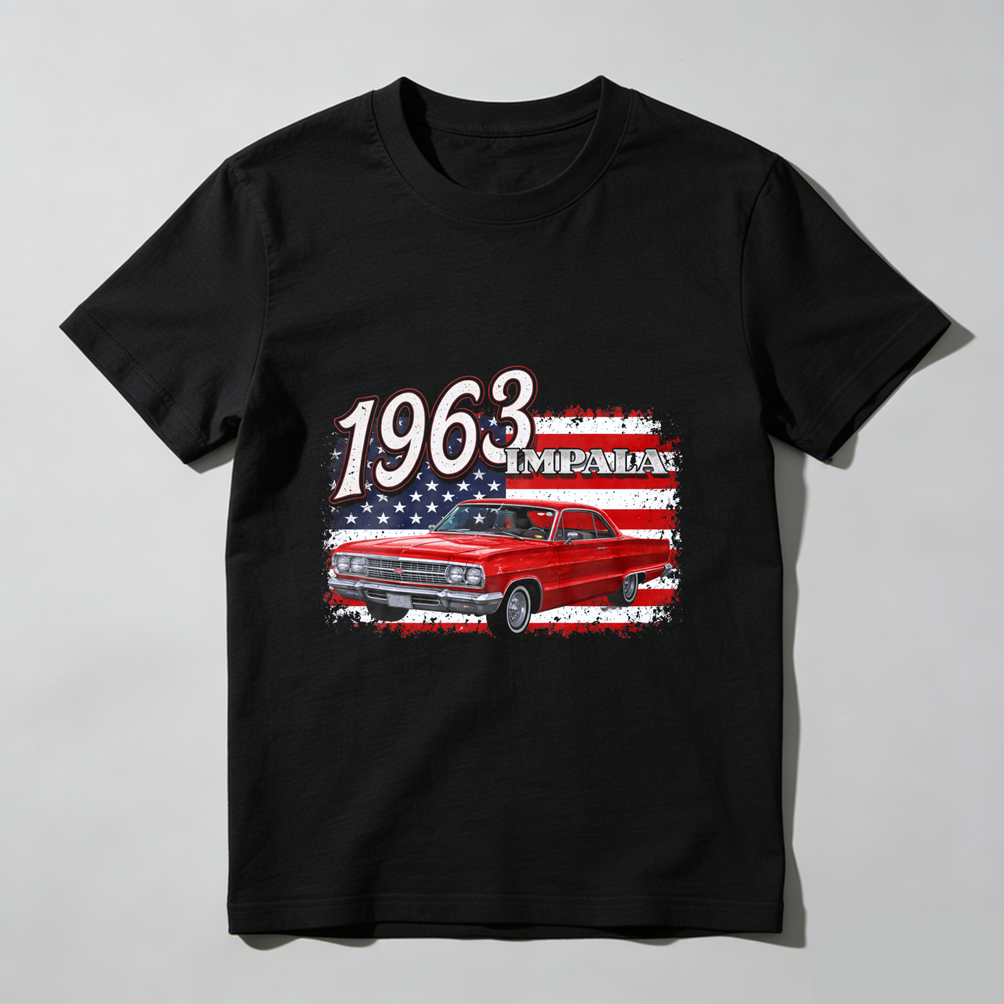 1963 Impala Classic Car American Flag Design T-Shirt
