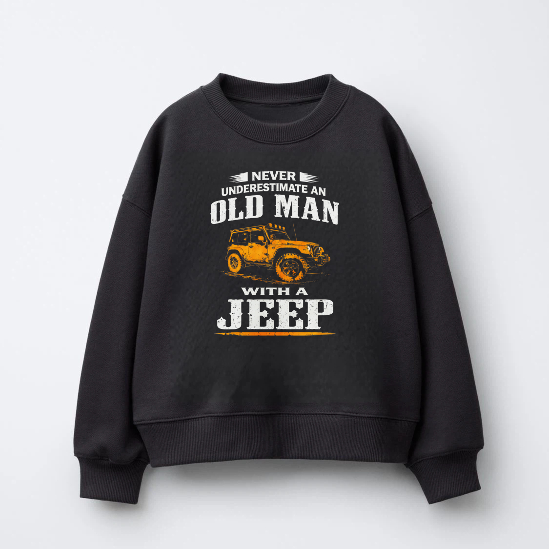 TEECURENT Never Underestimate An Old Man With A Jeep Sweatshirt For Men And Women Unisex Crewneck Pullover Long Sleeve Casual Top