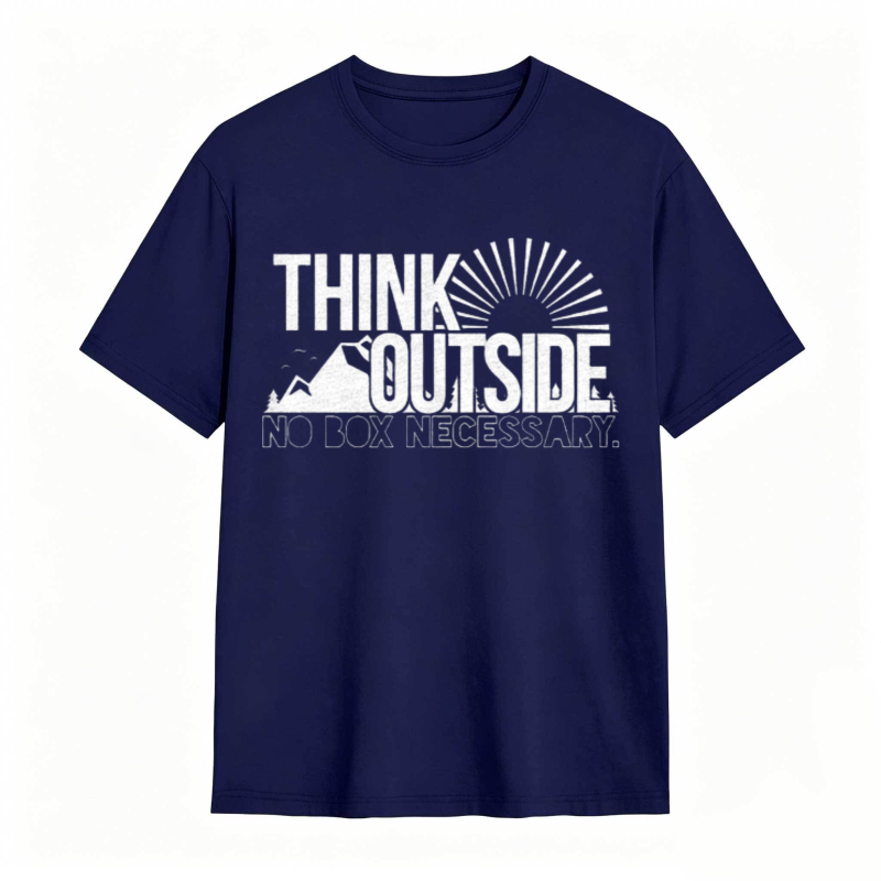 Think Outside No Box Necessary Mountain Sunburst Design T-shirt