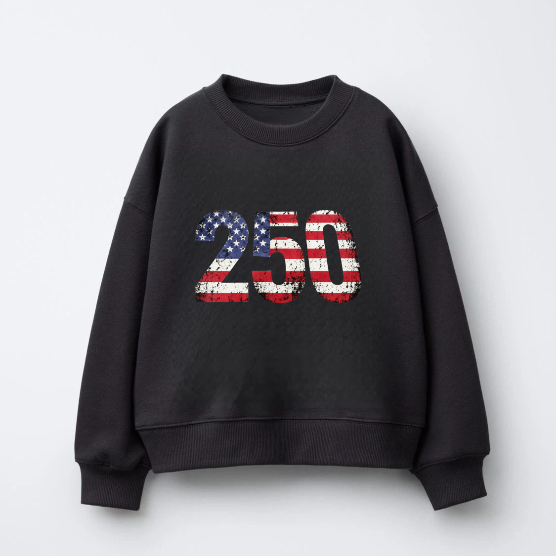 American Flag 250th Anniversary Black Sweatshirt Unisex Crewneck Pullover Long Sleeve Casual Top