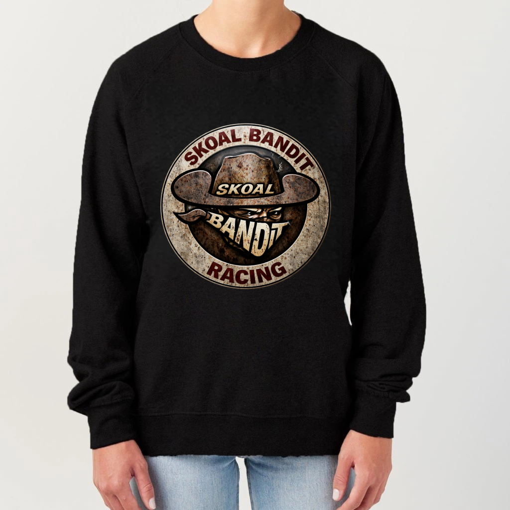 TEECURENT Skual Bandit Racing Logo Sweatshirt Unisex Crewneck Pullover Black Vintage Style Graphic Sweatshirt For Men And Women