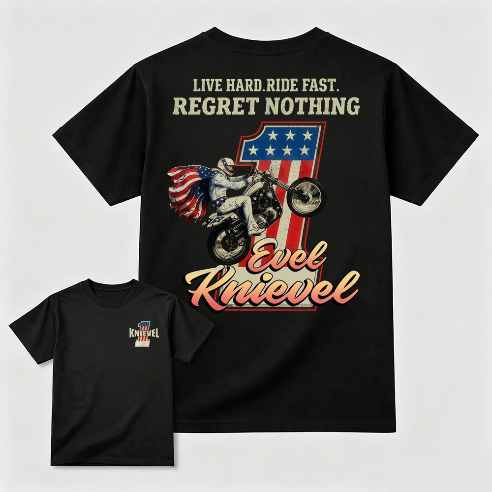Daredevil Legend Evel Tee – Live Hard Ride Fast T-Shirt, American Rider Unisex Cotton Shirt, Cool Biker Gift