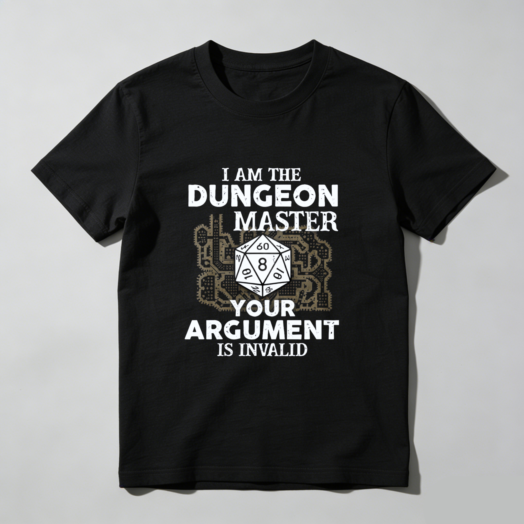 TEECURENT I Am The Dungeon Master Your Argument Is Invalid D20 Dice T-Shirt For Dnd Gamers Role Playing Game Rpg Shirt