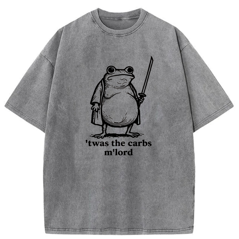 Frog With Sword And Text Twas The Carbs M'lord tshirt 100% cotton