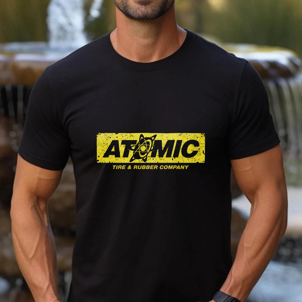 Atomic Tire And Rubber Company Logo T Shirt Black Men Women Unisex Casual Wear