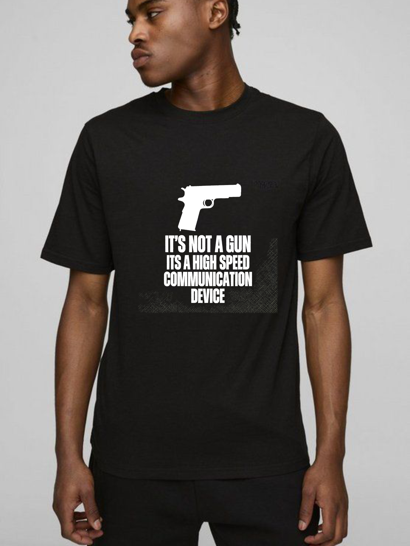 TEECURENT Its Not A Gun Its A High Speed Communication Device Pure Cotton Short Sleeve T-Shirt-TeeCurent