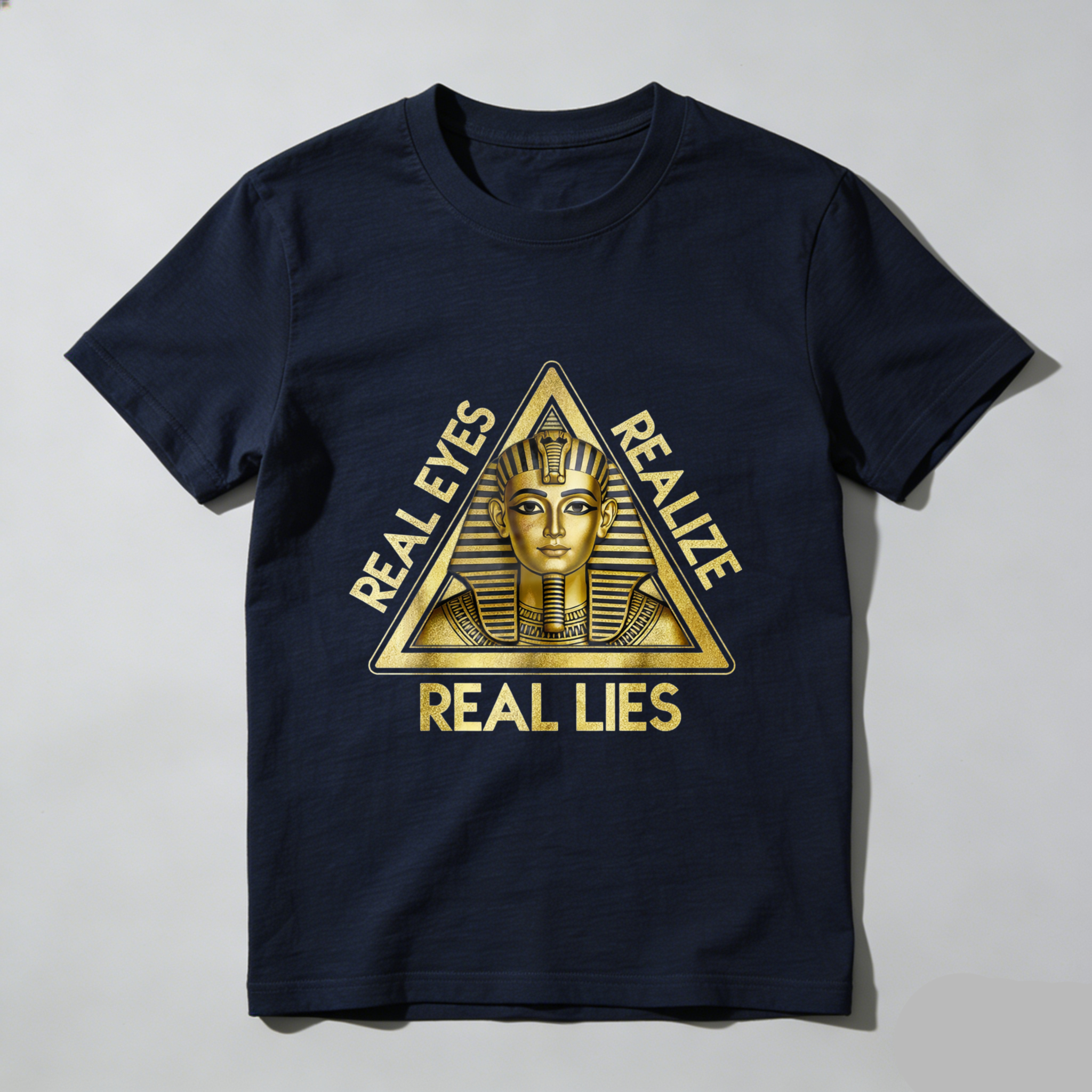TEECURENT  Real Eyes Realize Real Lies Pyramid Sphinx Design TEECURENT