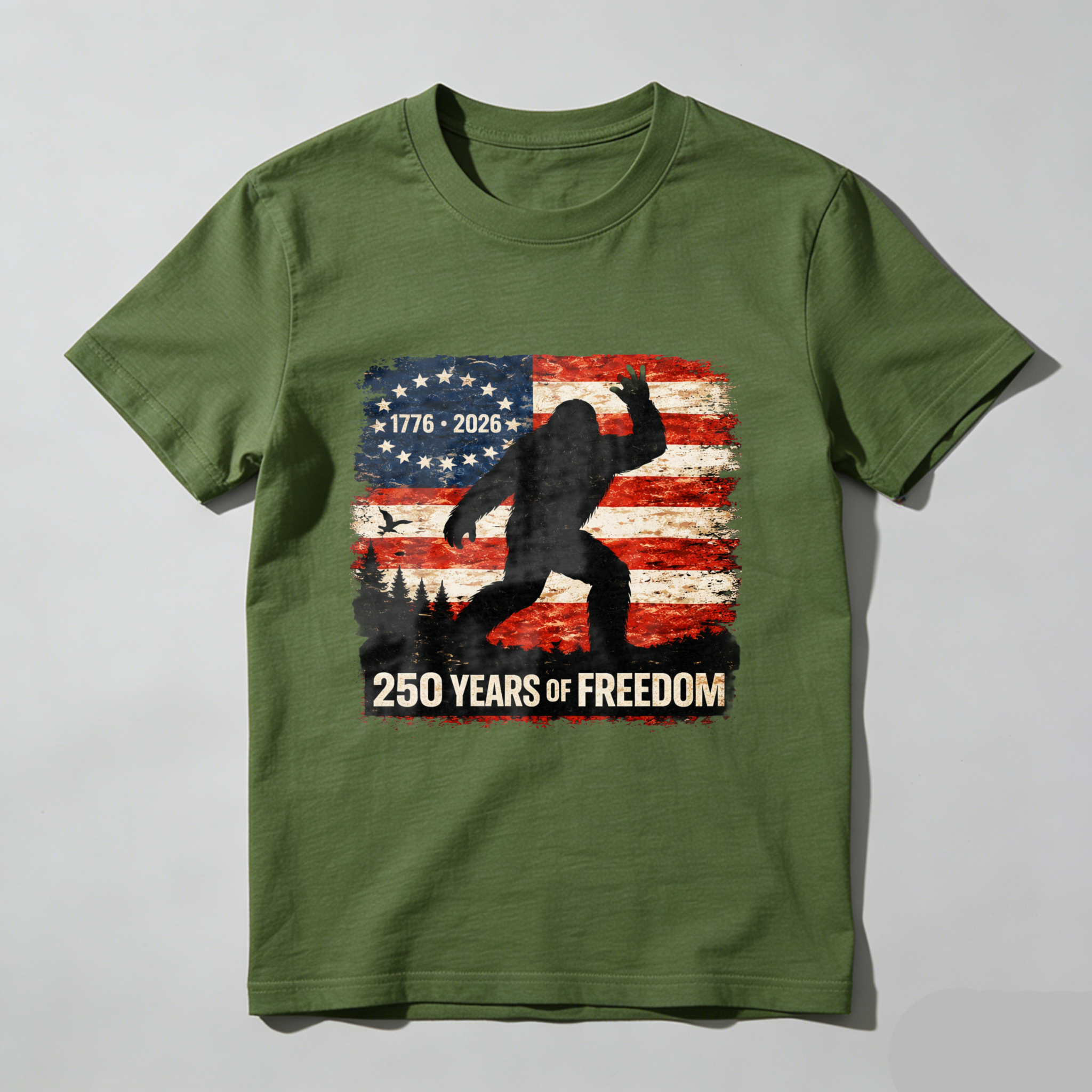Bigfoot American Flag 1776 2026 250 Years Of Freedom Independence Day T Shirt