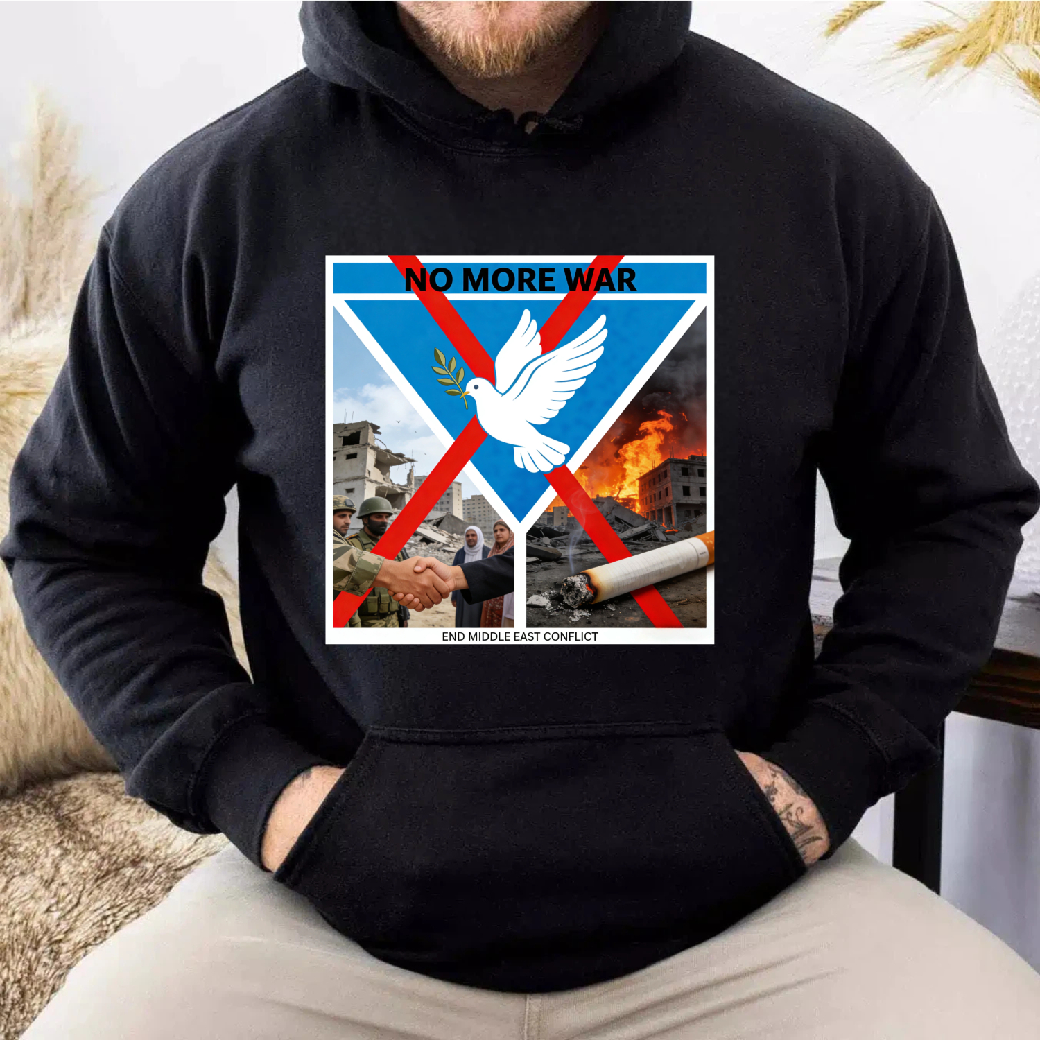 TEECURENT No More War End Middle East Conflict Peace Dove Hoodie For Peace Activists And Anti War Supporters