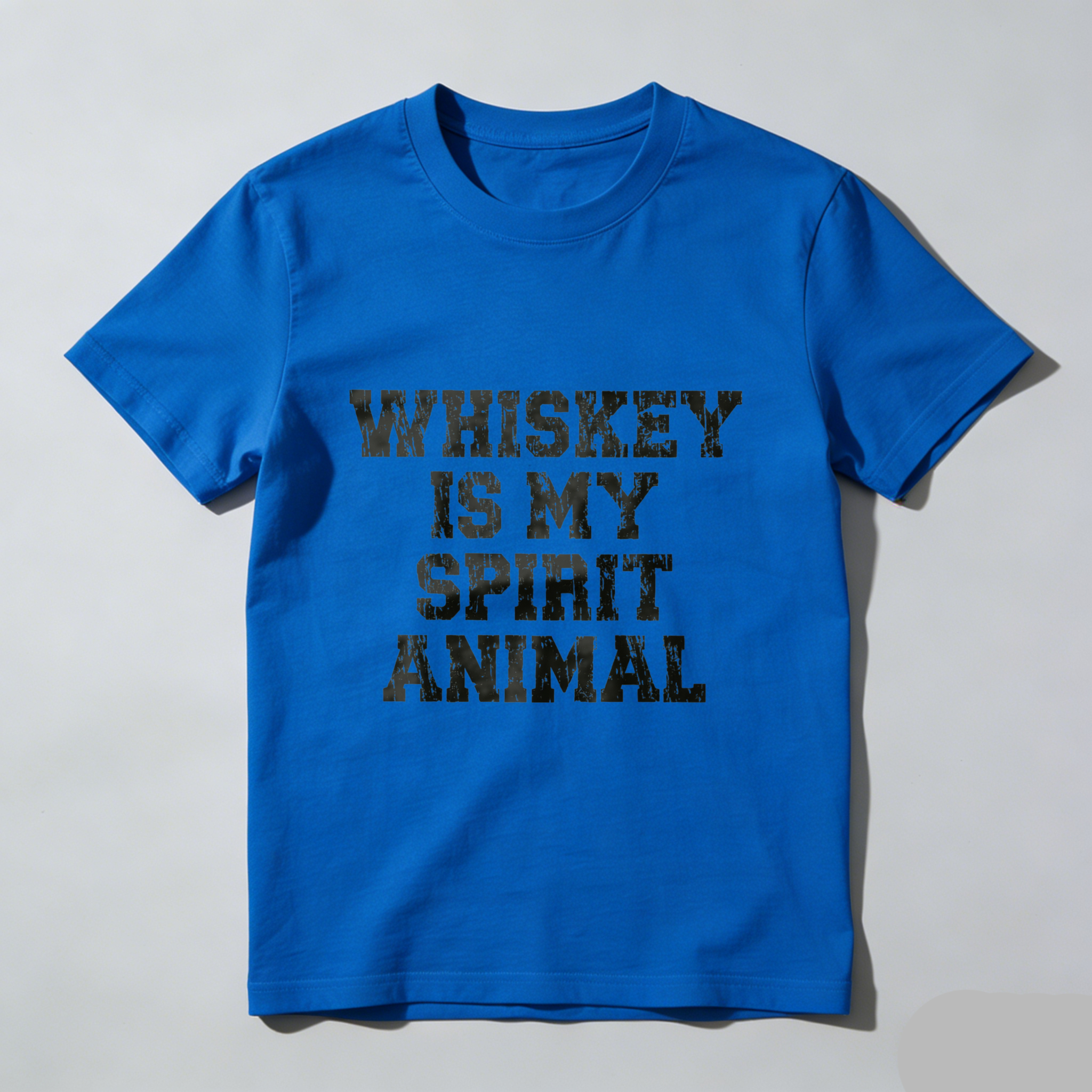 TEECURENT Whiskey Is My Spirit Animal T Shirt Funny Drinking Quote Men Women Casual Crewneck Tee Shirt