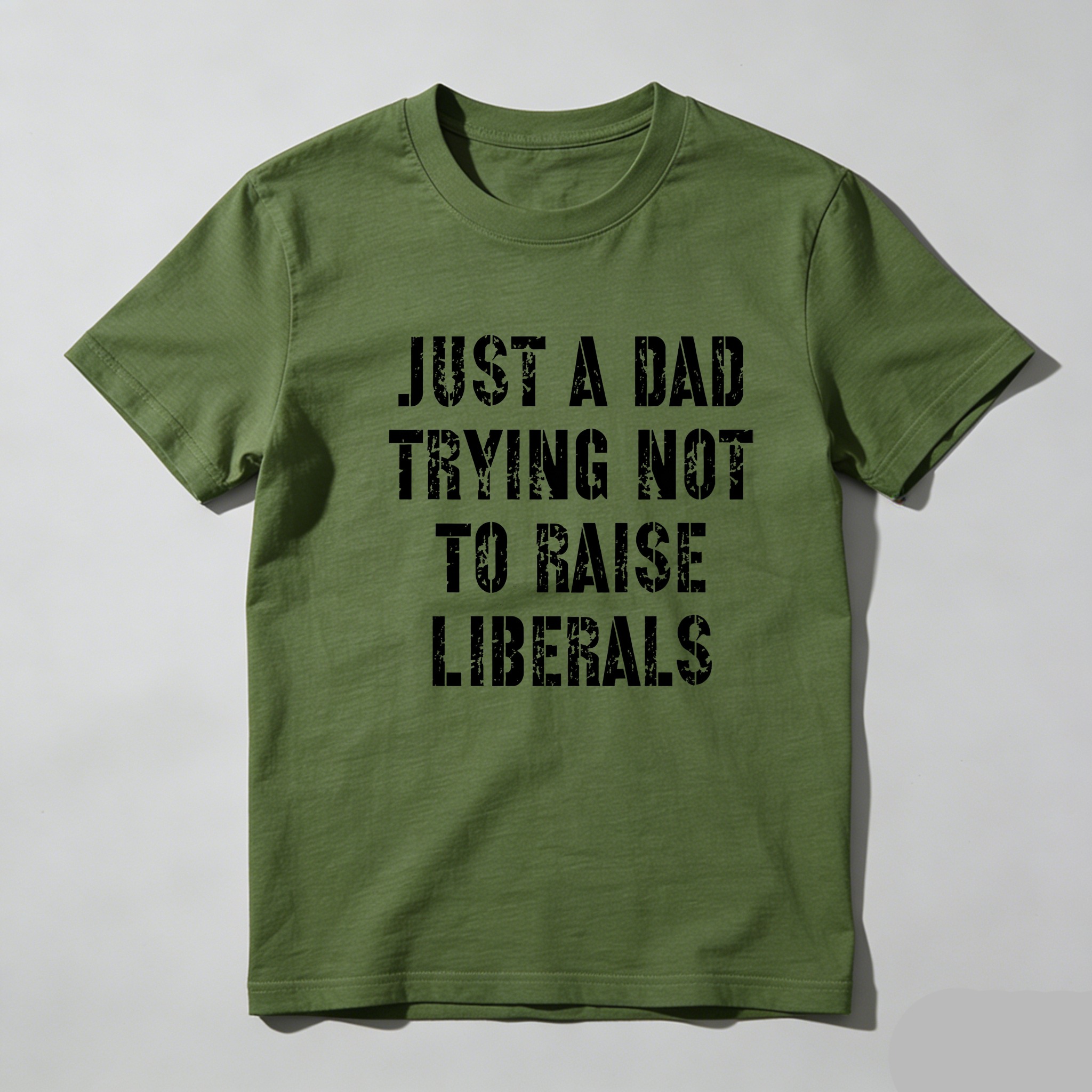 TEECURENT Just A Dad Trying Not To Raise Liberals Pure Cotton Short Sleeve T Shirt-TeeCurent