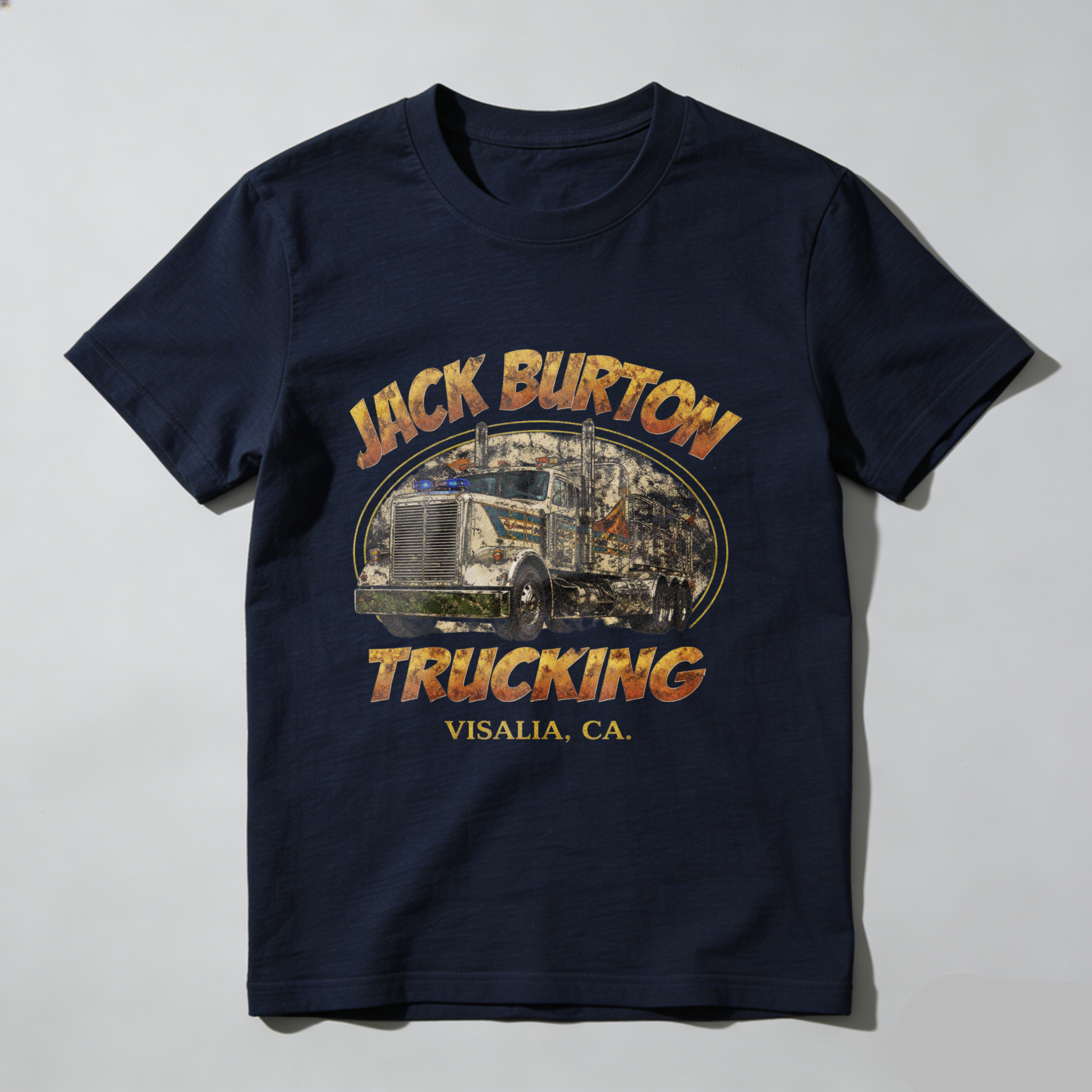 TEECURENT Jack Burton Trucking Visalia Ca T Shirt Men's Classic Fit Cotton Graphic Tee Apparel
