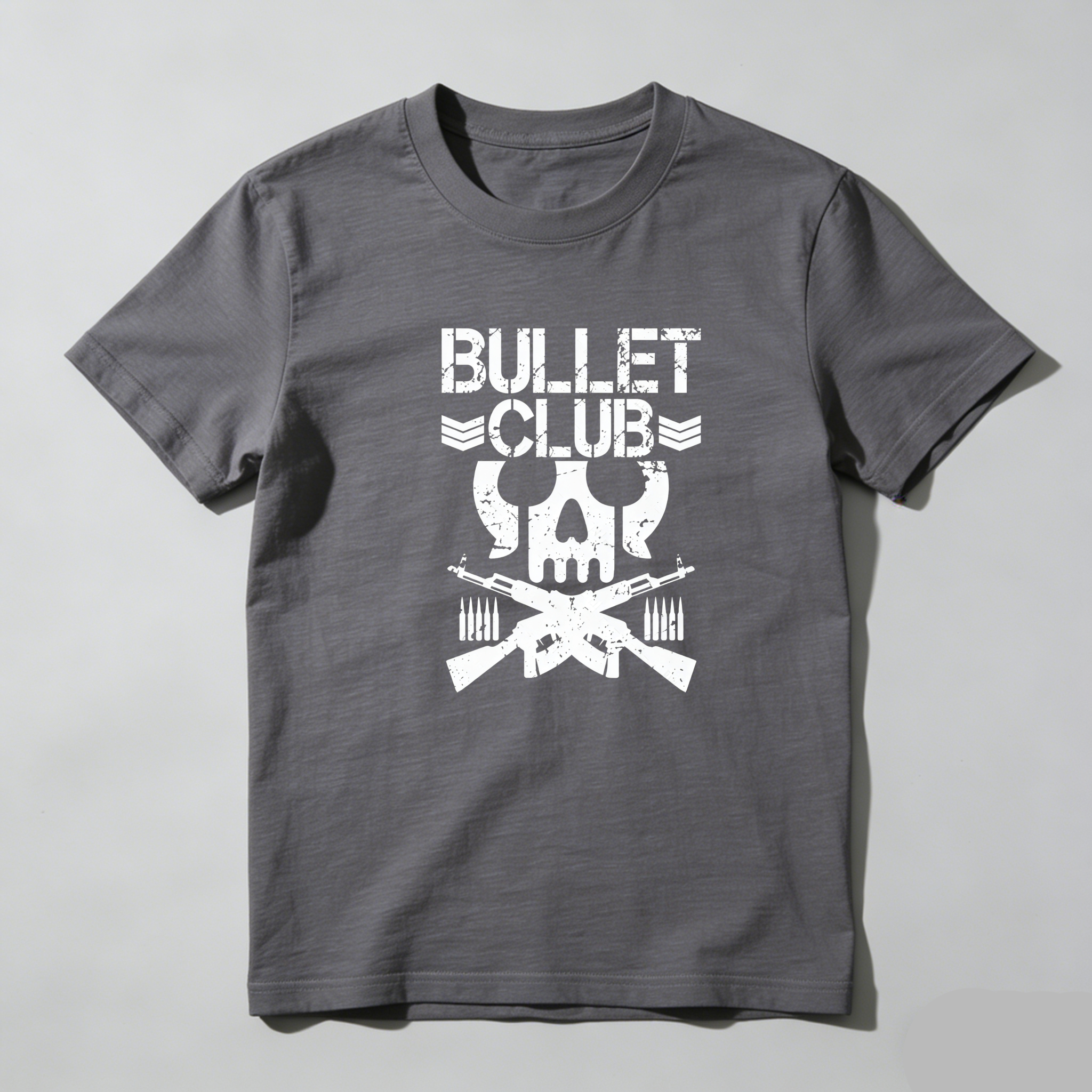TEECURENT Bullet Club Skull And Guns Pure Cotton Short Sleeve T Shirt-TeeCurent