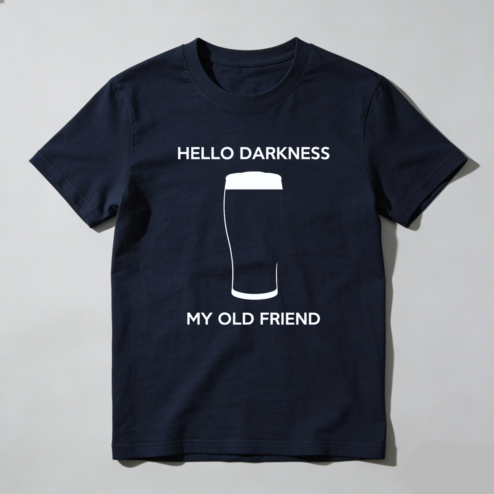 TEECURENTHello Darkness My Old Friend Beer Glass T Shirt Black Humor Funny Quote Men Women Casual Top-TeeCurent