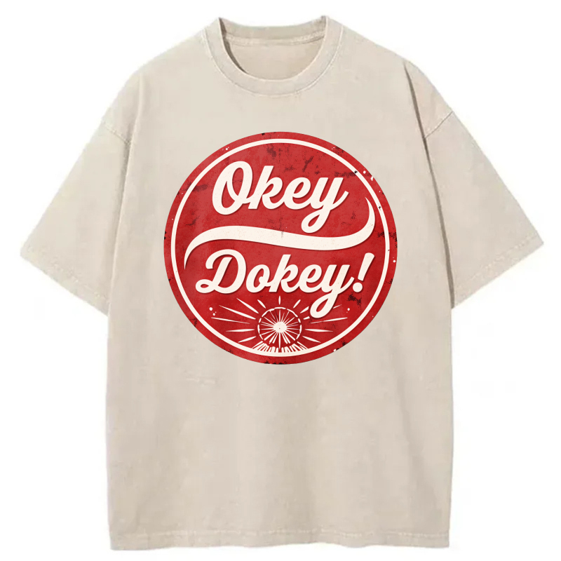 Okey Dokey Red Circle Logo Print tshirt 100% cotton