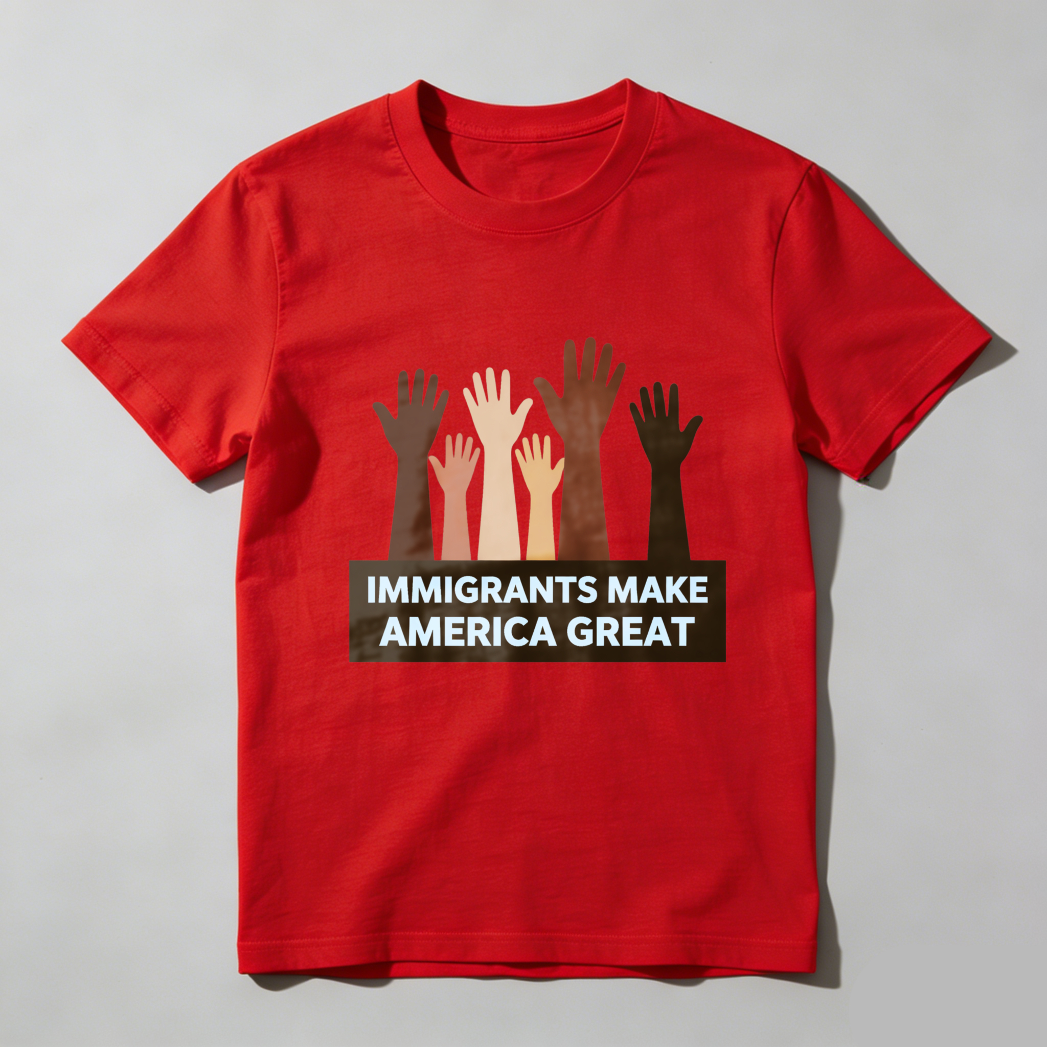 TEECURENTImmigrants Make America Great T Shirt With Multicultural Hands Design For Diversity And Inclusion Awareness-TeeCurent