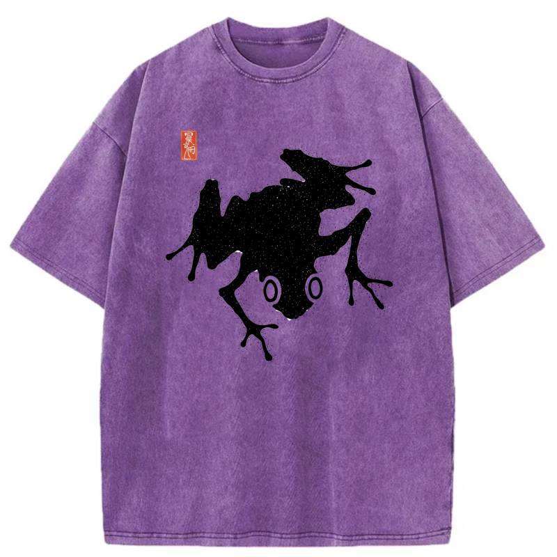White Frog Silhouette With Red Stamp tshirt 100% cotton