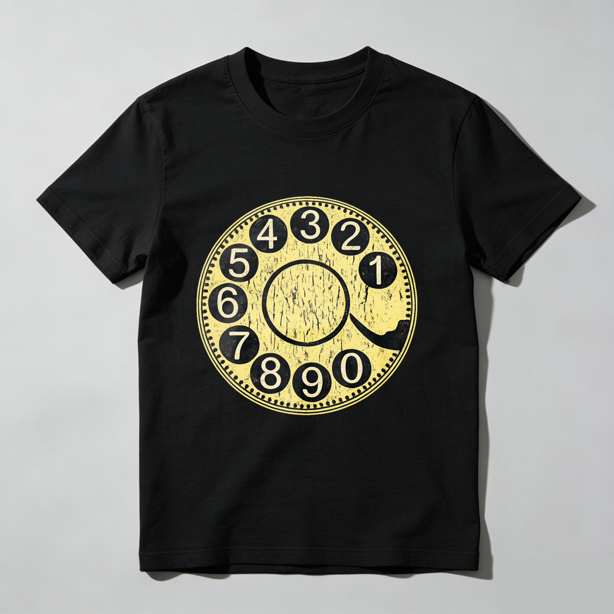 Vintage Rotary Dial Phone T-Shirt Made In Usa Retro Telephone Design Black Cotton Shirt Unisex Classic Style Gift For Tech Enthusiasts
