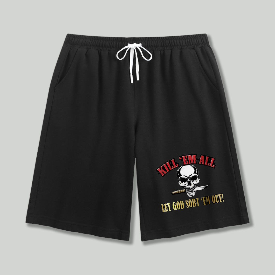 Skull And Crossbones Graphic Print Shorts