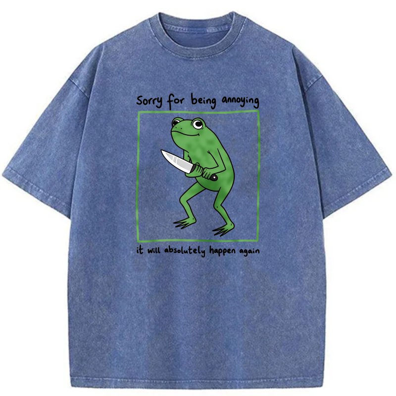Frog Holding Knife Sorry For Being Annoying tshirt 100% cotton