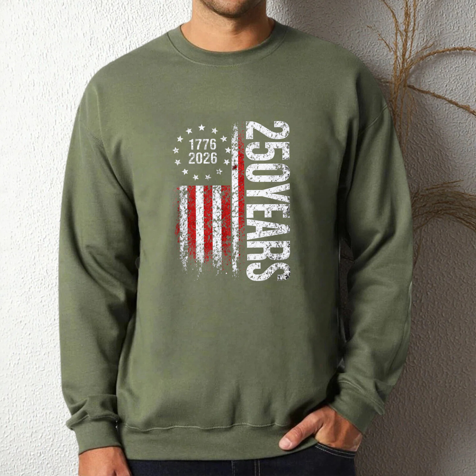 American Flag 250 Years 1776 2026 Independence Day Celebration Sweatshirt Black Unisex Crewneck Pullover Long Sleeve Top