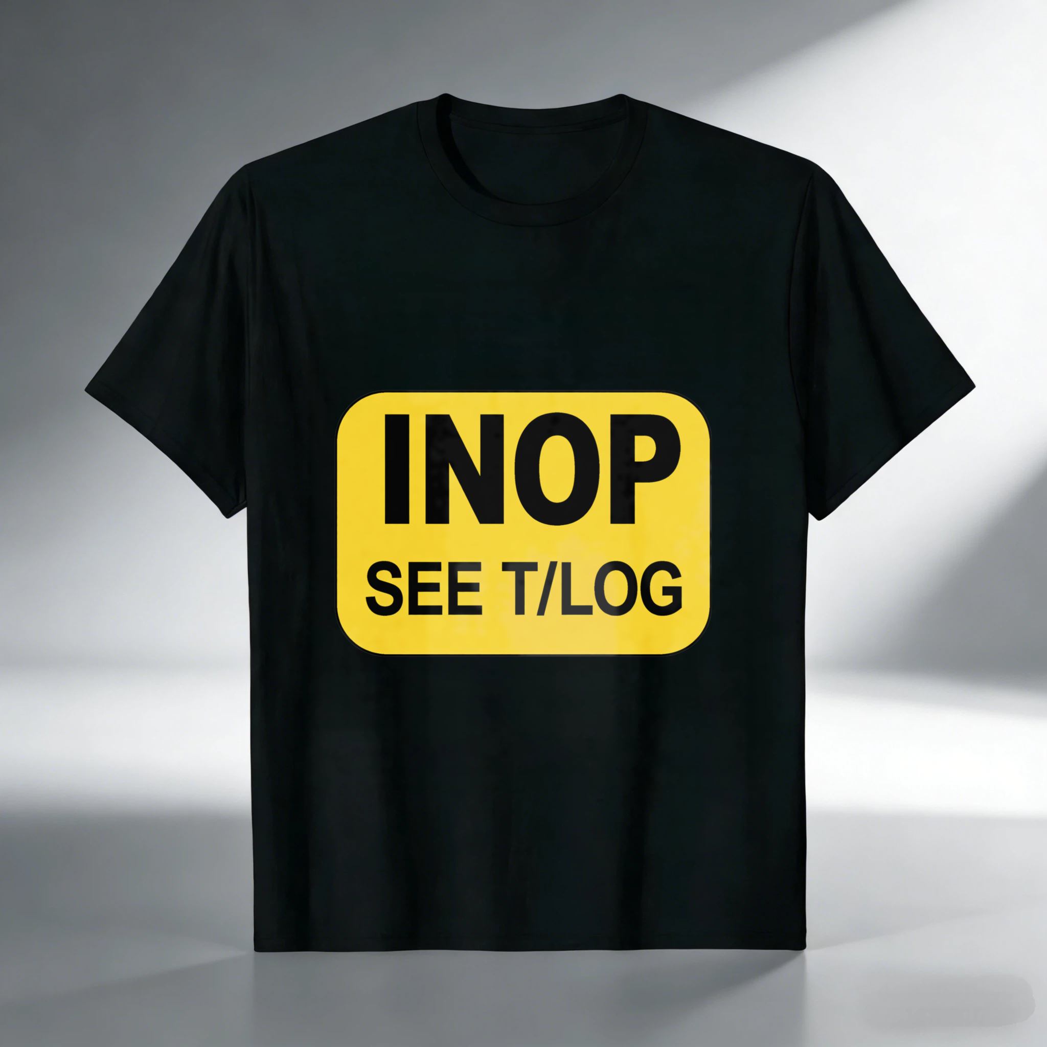 Inop See T Log Aviation Warning Sign T Shirt Black Men Women Unisex Crewneck Shirt