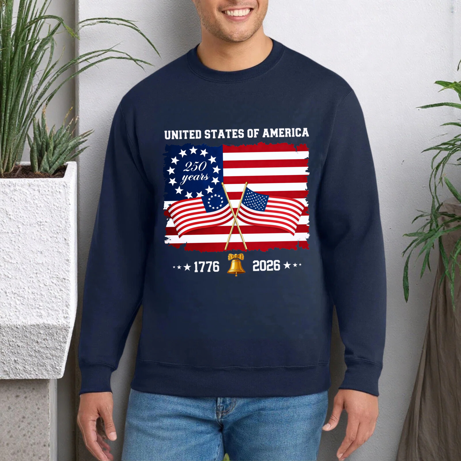 United States Of America 250 Years 1776 2026 Independence Day Flag Sweatshirt