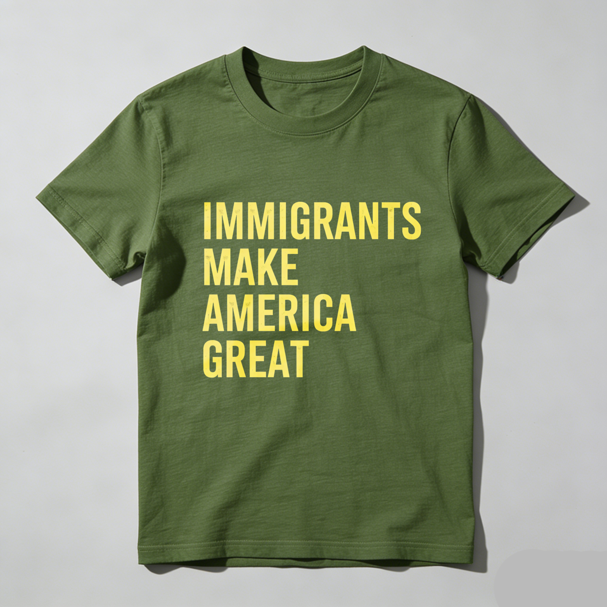 TEECURENTImmigrants Make America Great T Shirt Black Yellow Text Pro Immigrant Pride Statement Apparel-TeeCurent