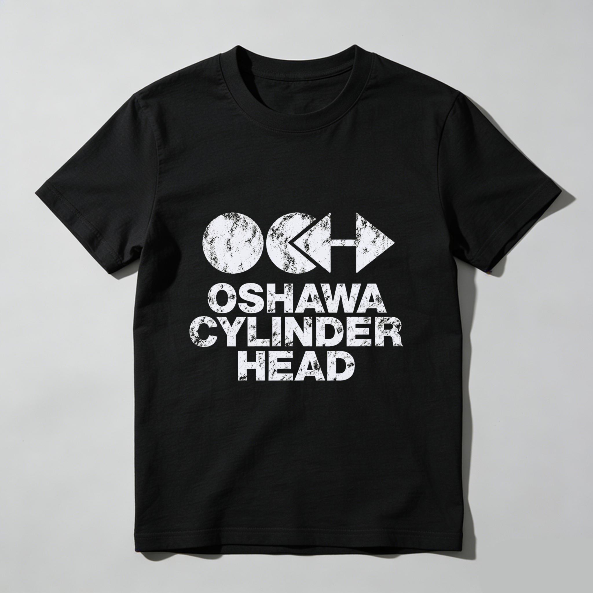 Oshawa Cylinder Head T Shirt Automotive Enthusiast Gift Black Cotton Tee