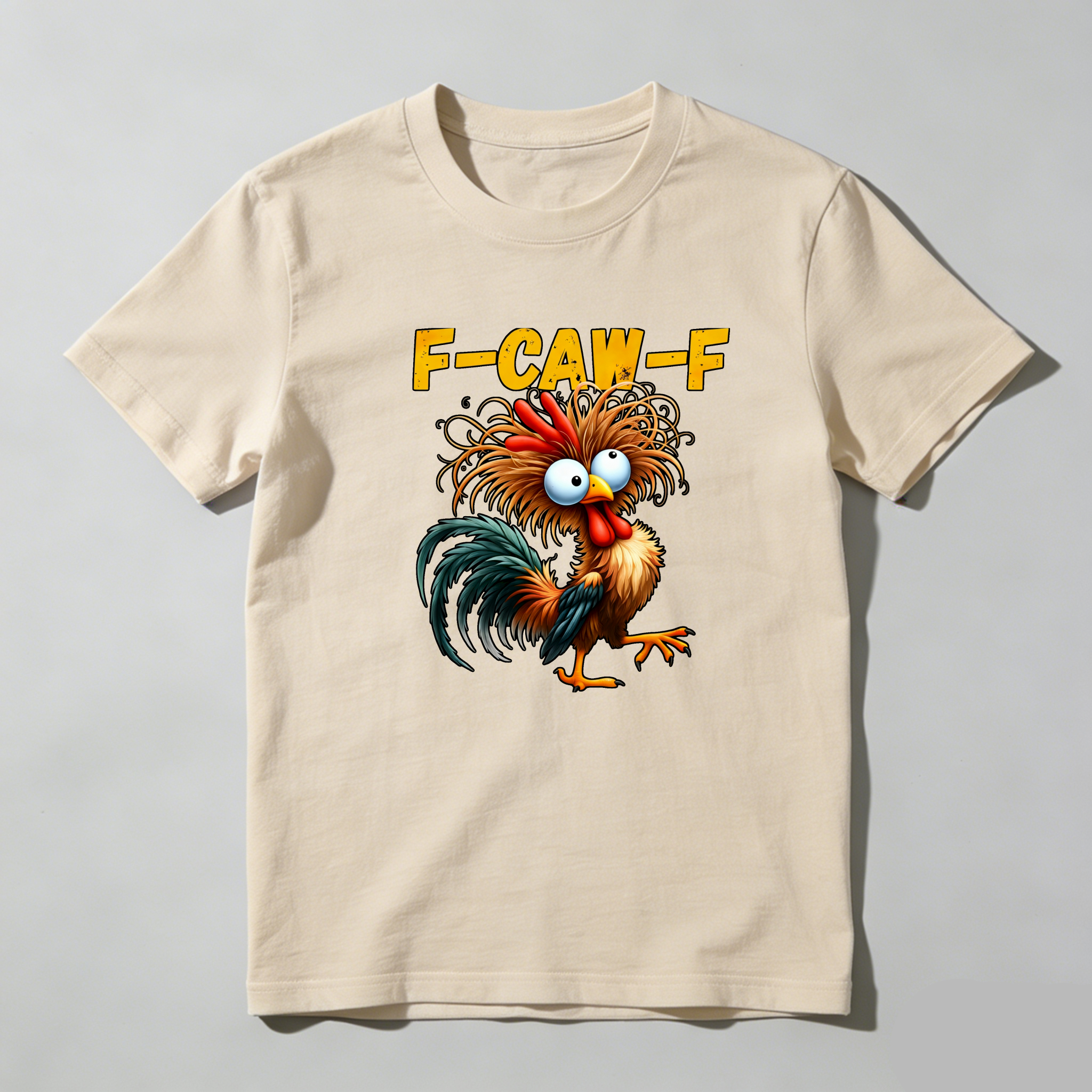 TEECURENT Funny Rooster F Caw F Pure Cotton Short Sleeve T Shirt-TeeCurent