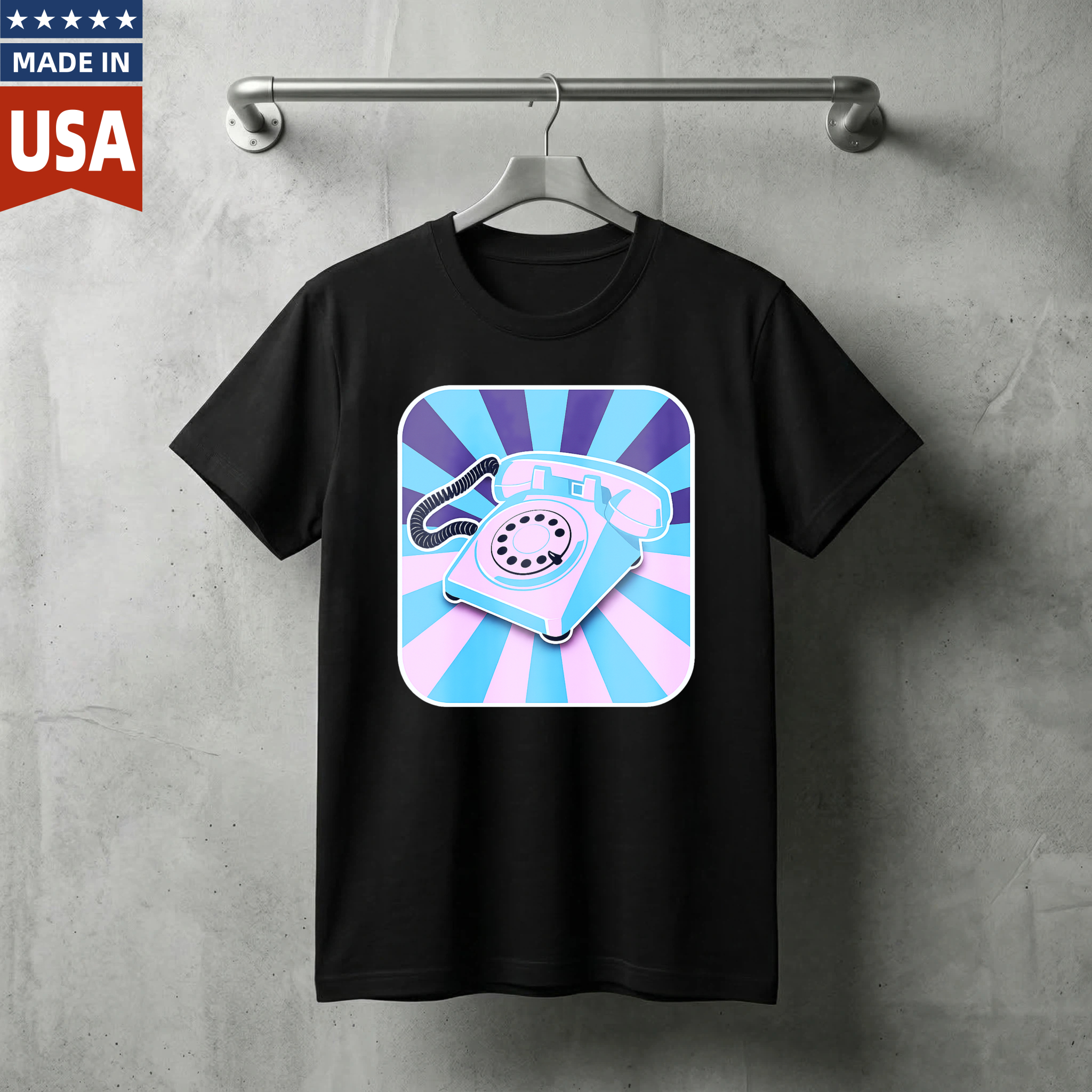 Retro Telephone Graphic T Shirt Made In Usa Vintage Phone Design Unisex Casual Wear