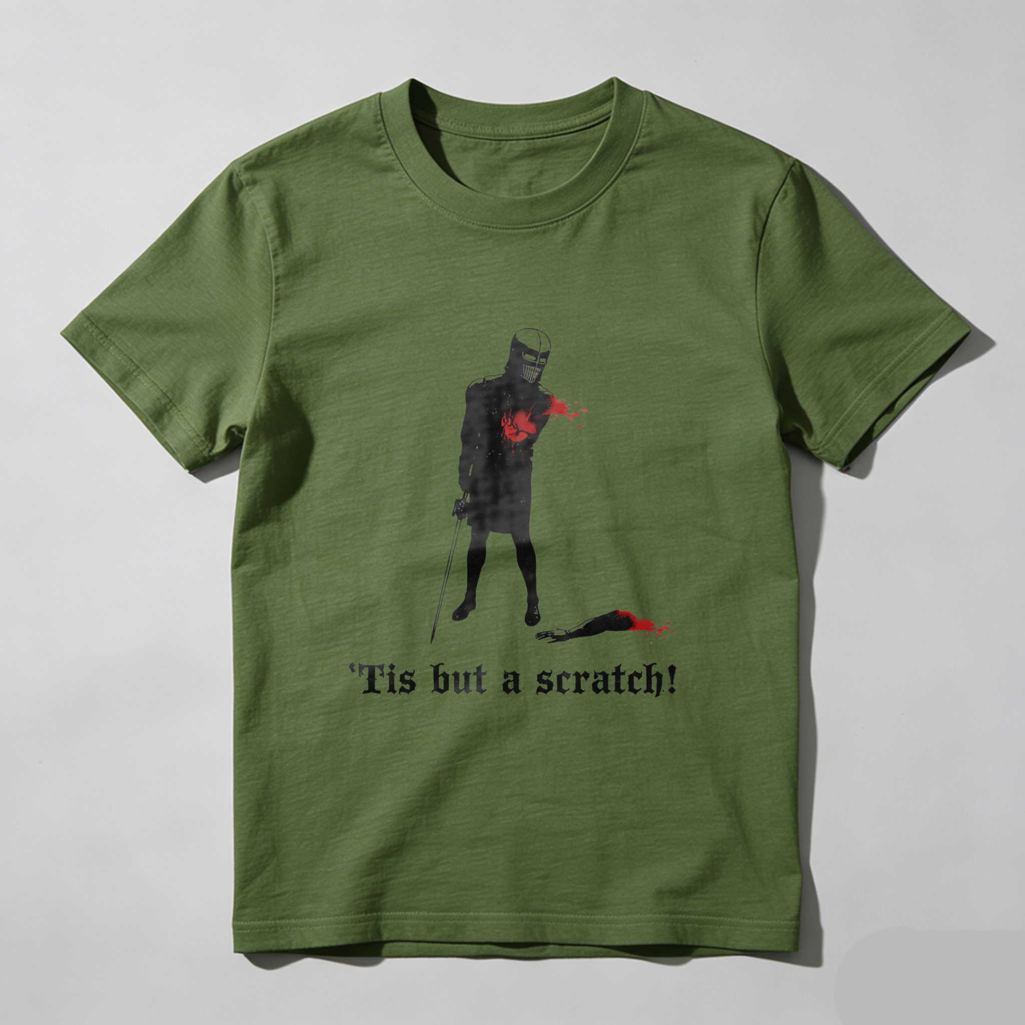 TEECURENT Tis But A Scratch Movie Quote T Shirt With Vampire Hunter Character Design