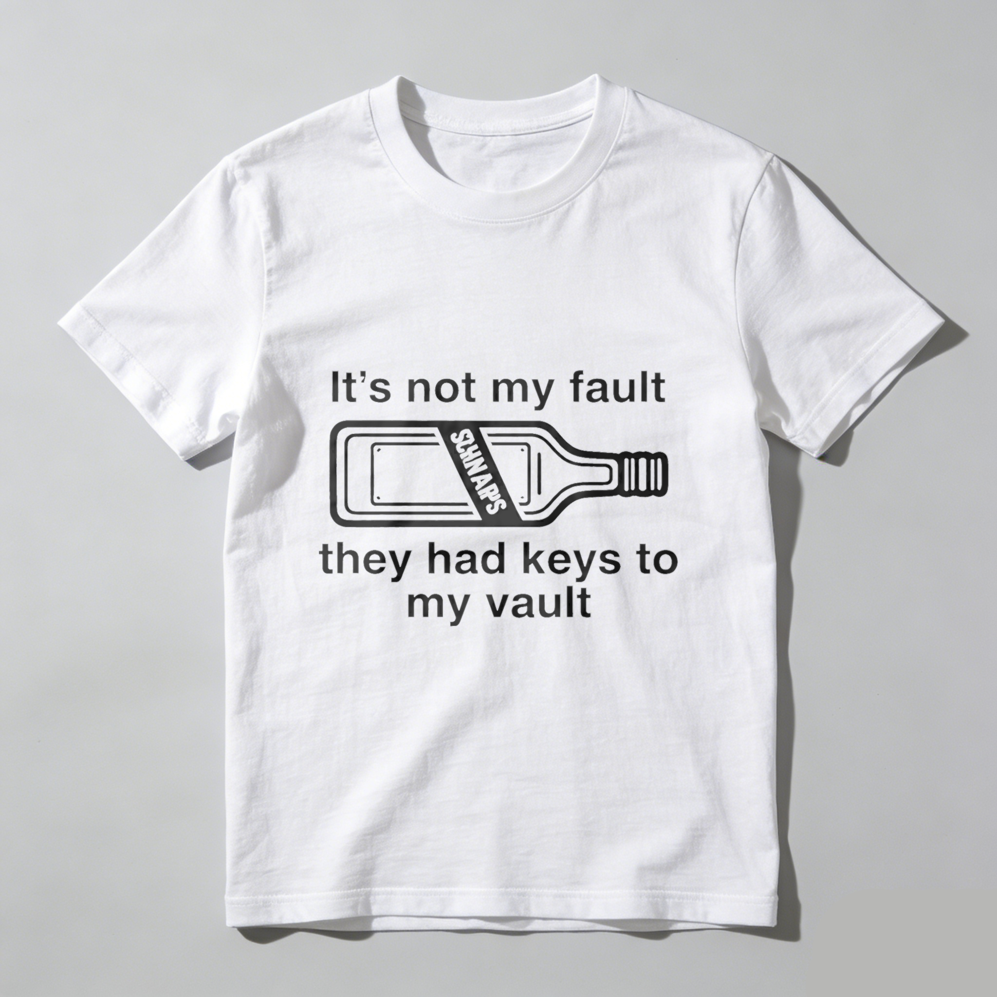 TEECURENT Its Not My Fault They Had Keys To My Vault Funny T-Shirt With Beer Bottle Graphic