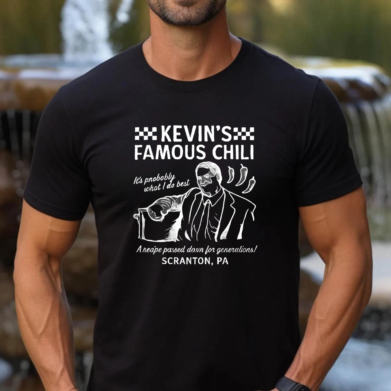 TEECURENT Kevin's Famous Chili Recipe Passed Down For Generations Scranton Pa T Shirt