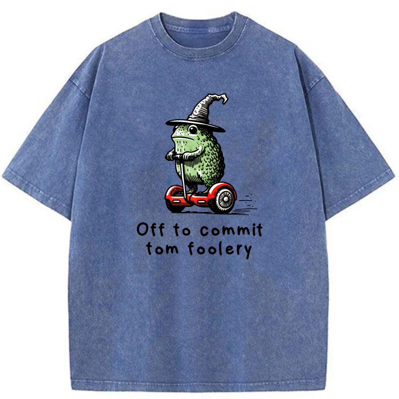 Frog Wizard On Scooter Tom Foolery tshirt 100% cotton