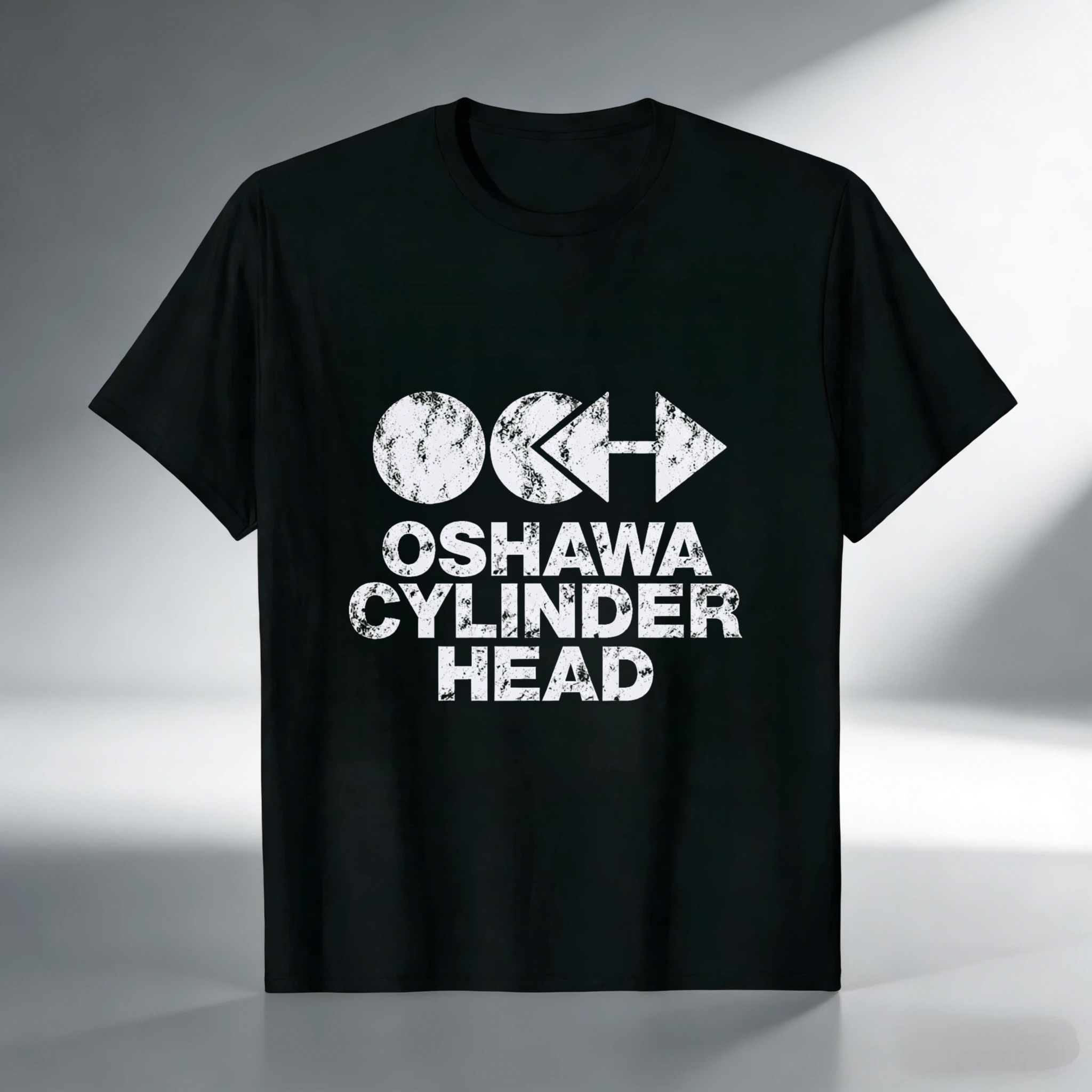 Oshawa Cylinder Head T Shirt Automotive Enthusiast Gift Black Cotton Tee