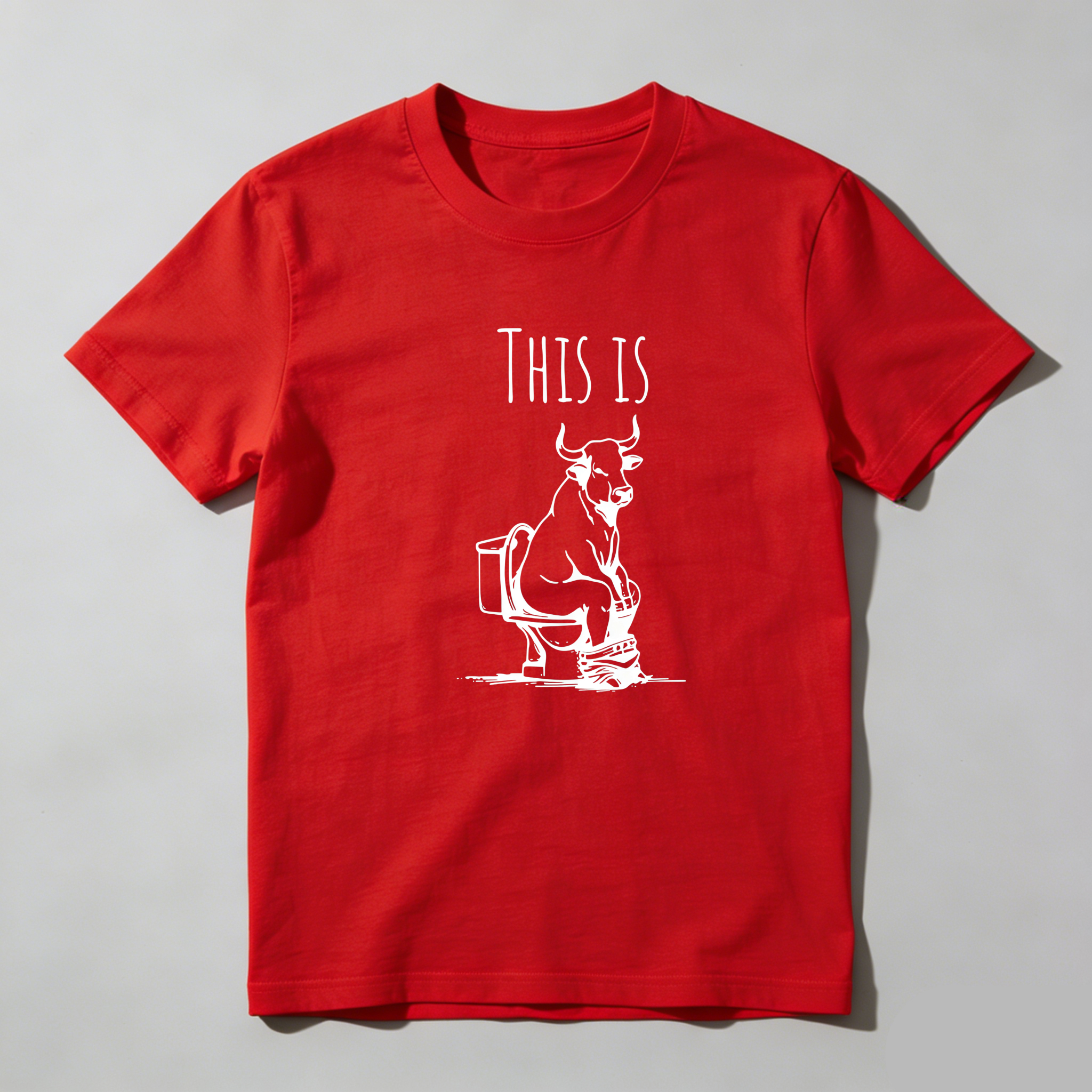 TEECURENT This Is Bull On Toilet Pure Cotton Short Sleeve T Shirt-TeeCurent