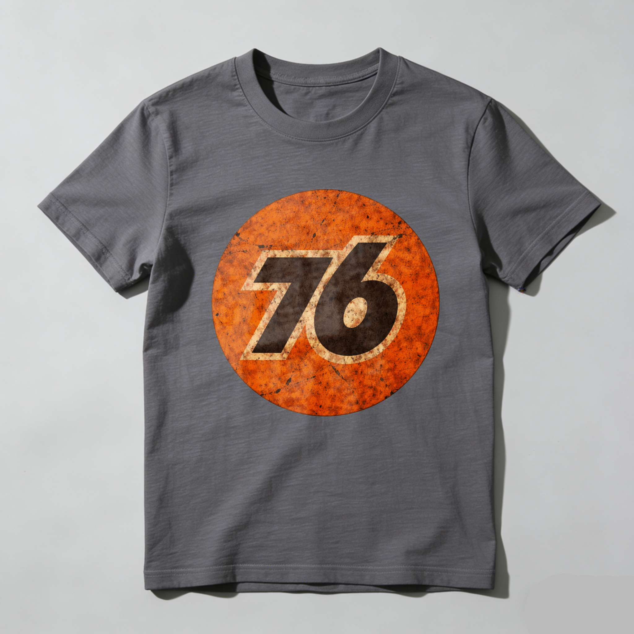 76 Logo Vintage Style Black T Shirt