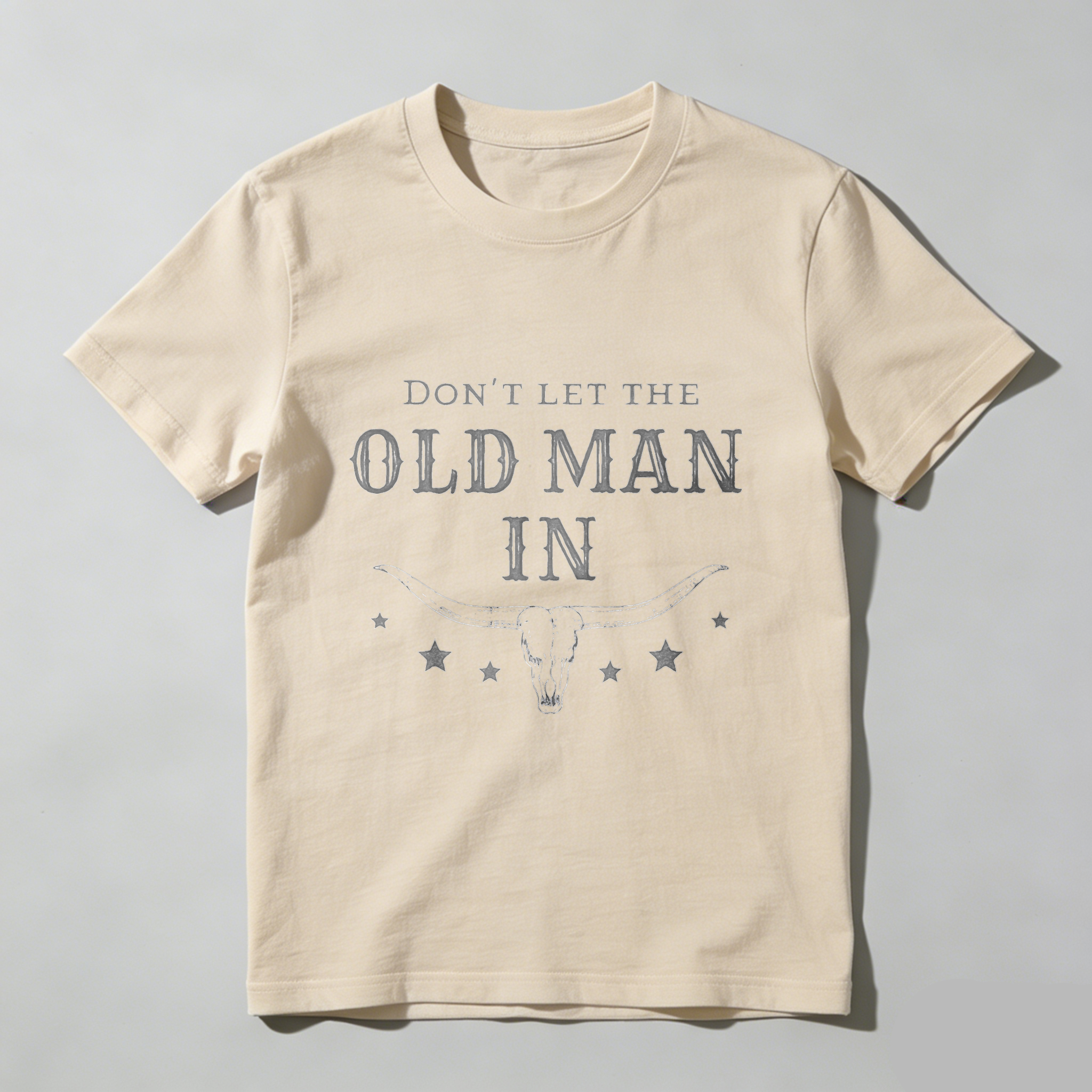 TEECURENT Dont Let The Old Man In Bull Skull Western T Shirt Men Women Cowgirl Country Style Graphic Tee