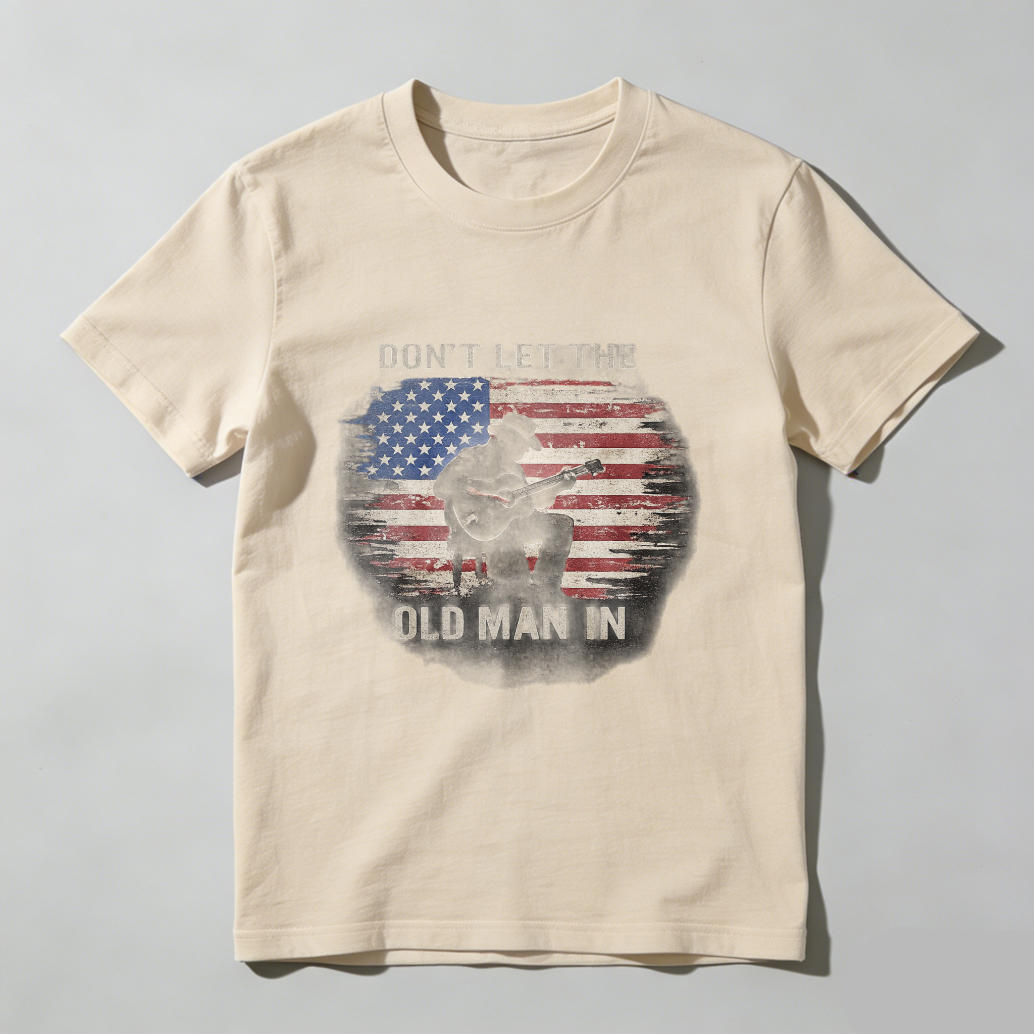 TEECURENT Dont Let The Old Man In American Flag Guitar Player T-Shirt